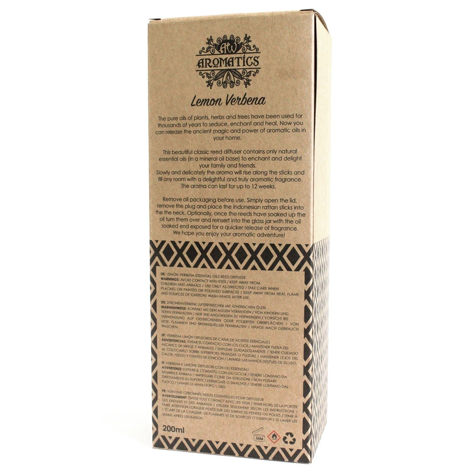 200ml Lemon Verbena Essential Oil Reed Diffuser - Luna Panther