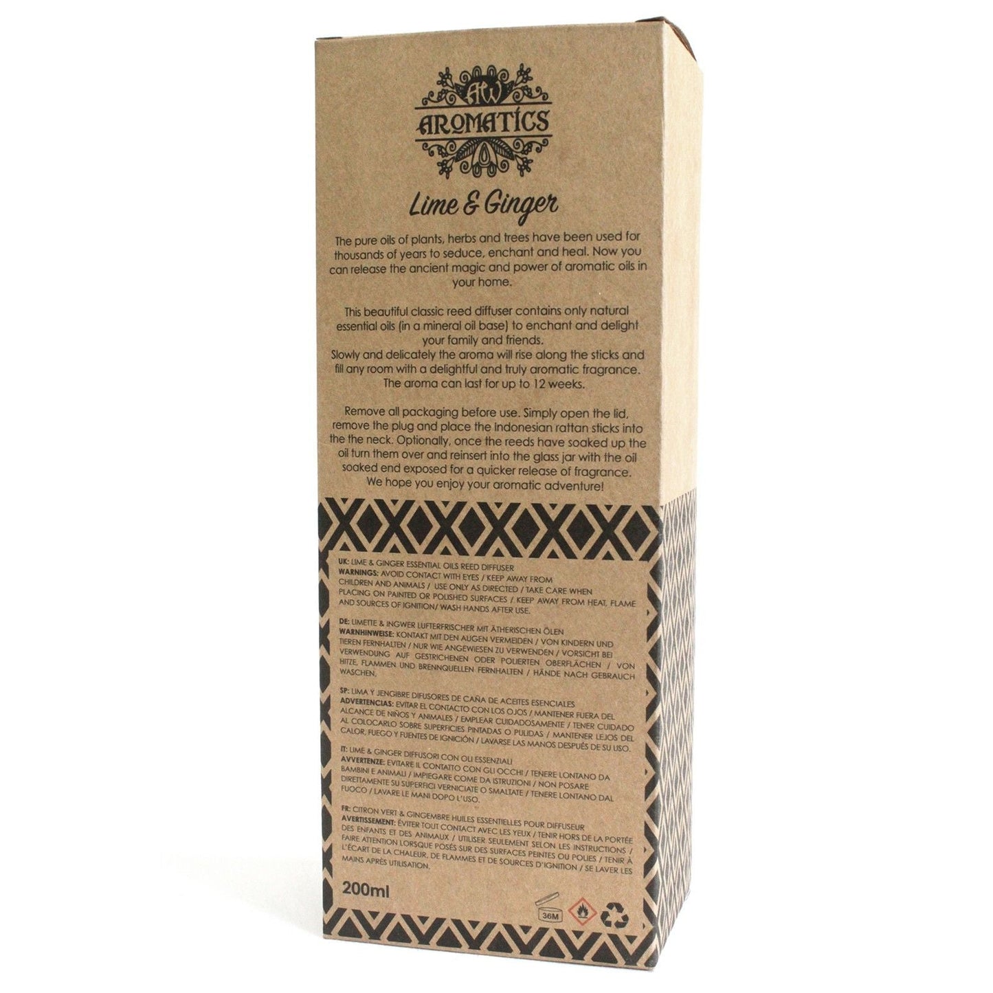 200ml Lime & Ginger Essential Oil Reed Diffuser - Luna Panther