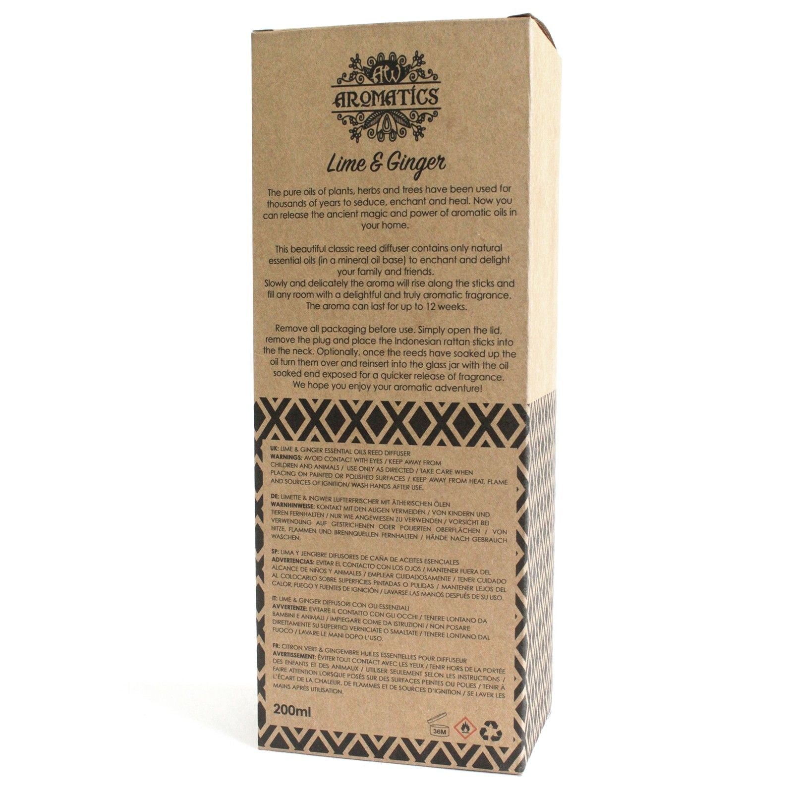 200ml Lime & Ginger Essential Oil Reed Diffuser - Luna Panther