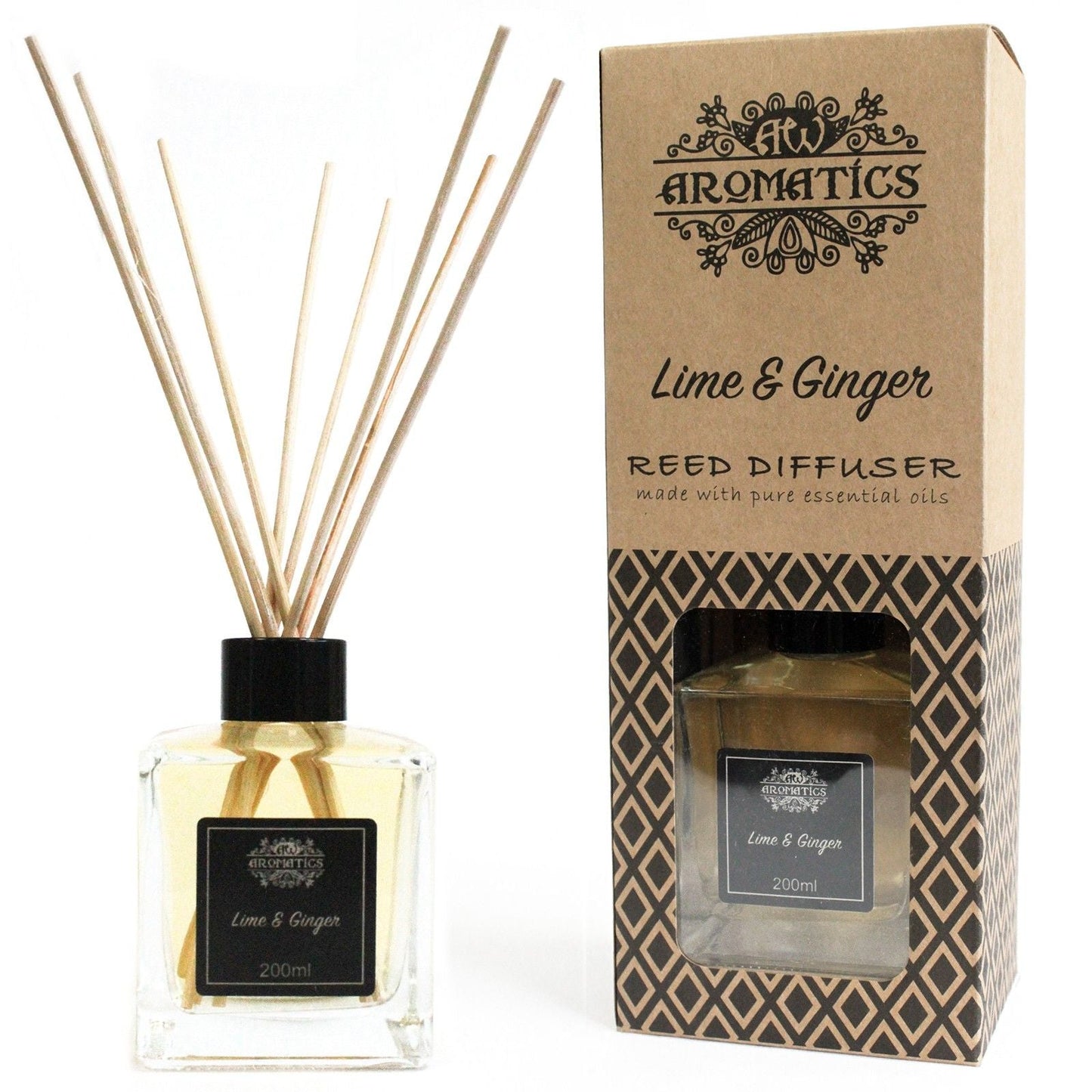 200ml Lime & Ginger Essential Oil Reed Diffuser - Luna Panther
