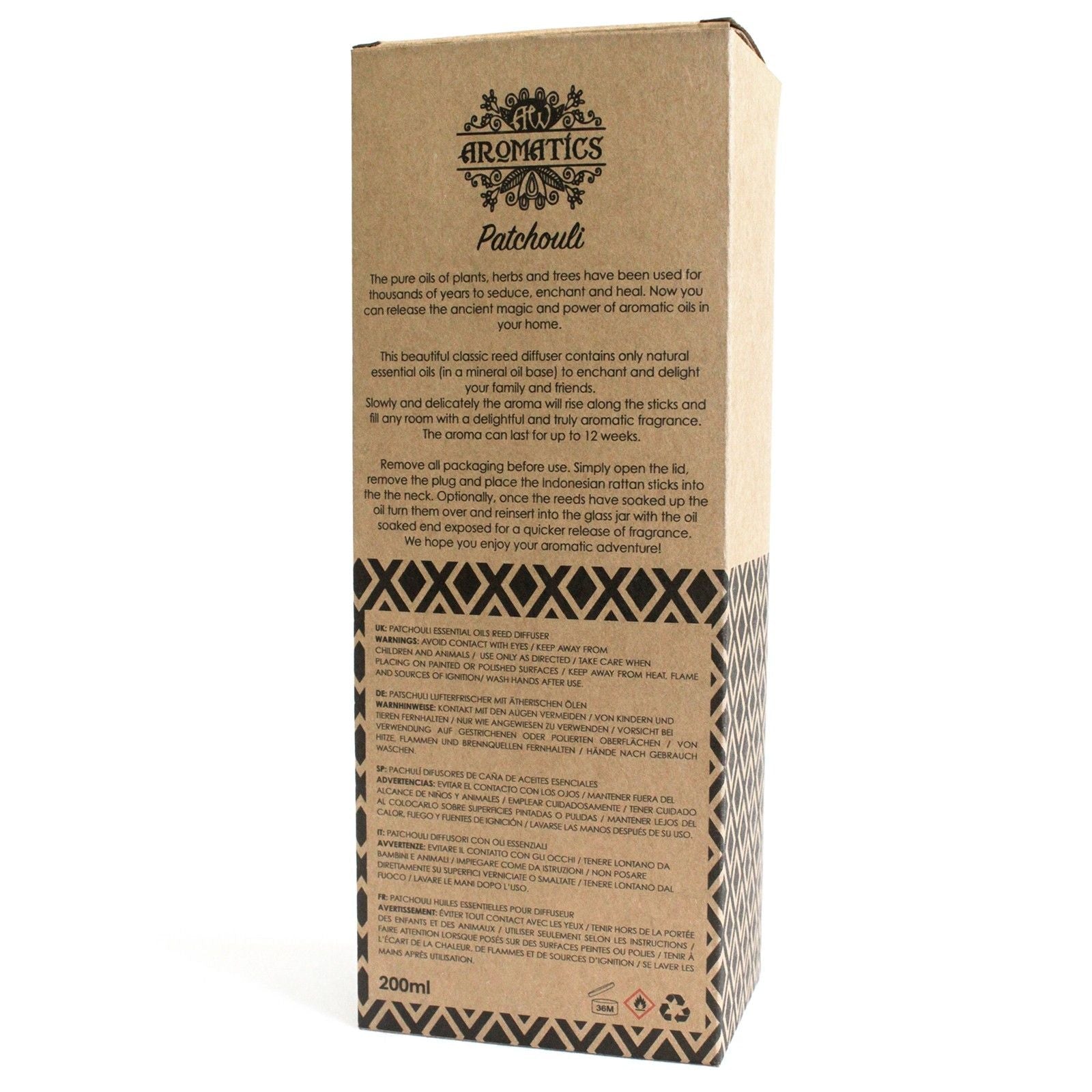 200ml Patchouli Essential Oil Reed Diffuser - Luna Panther