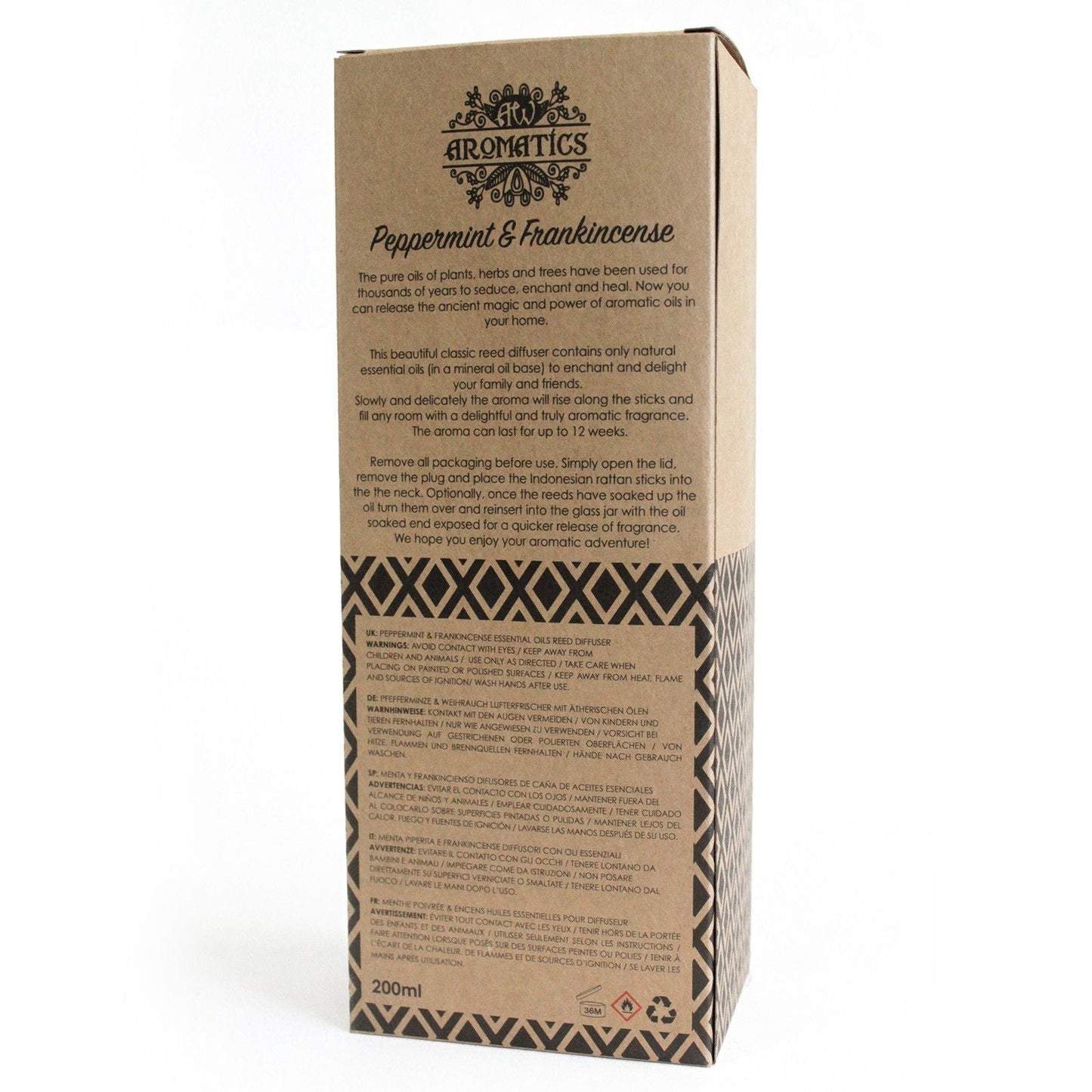 200ml Peppermint & Frankincense Essential Oil Reed Diffuser - Luna Panther