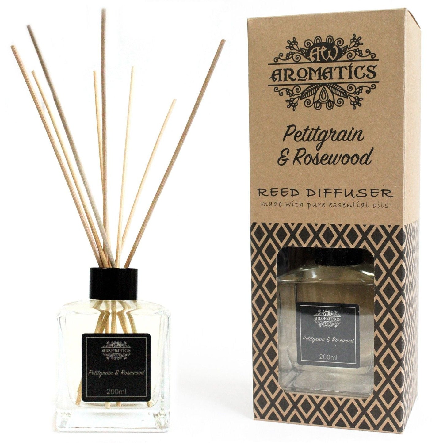 200ml Petitgrain & Rosewood Essential Oil Reed Diffuser - Luna Panther
