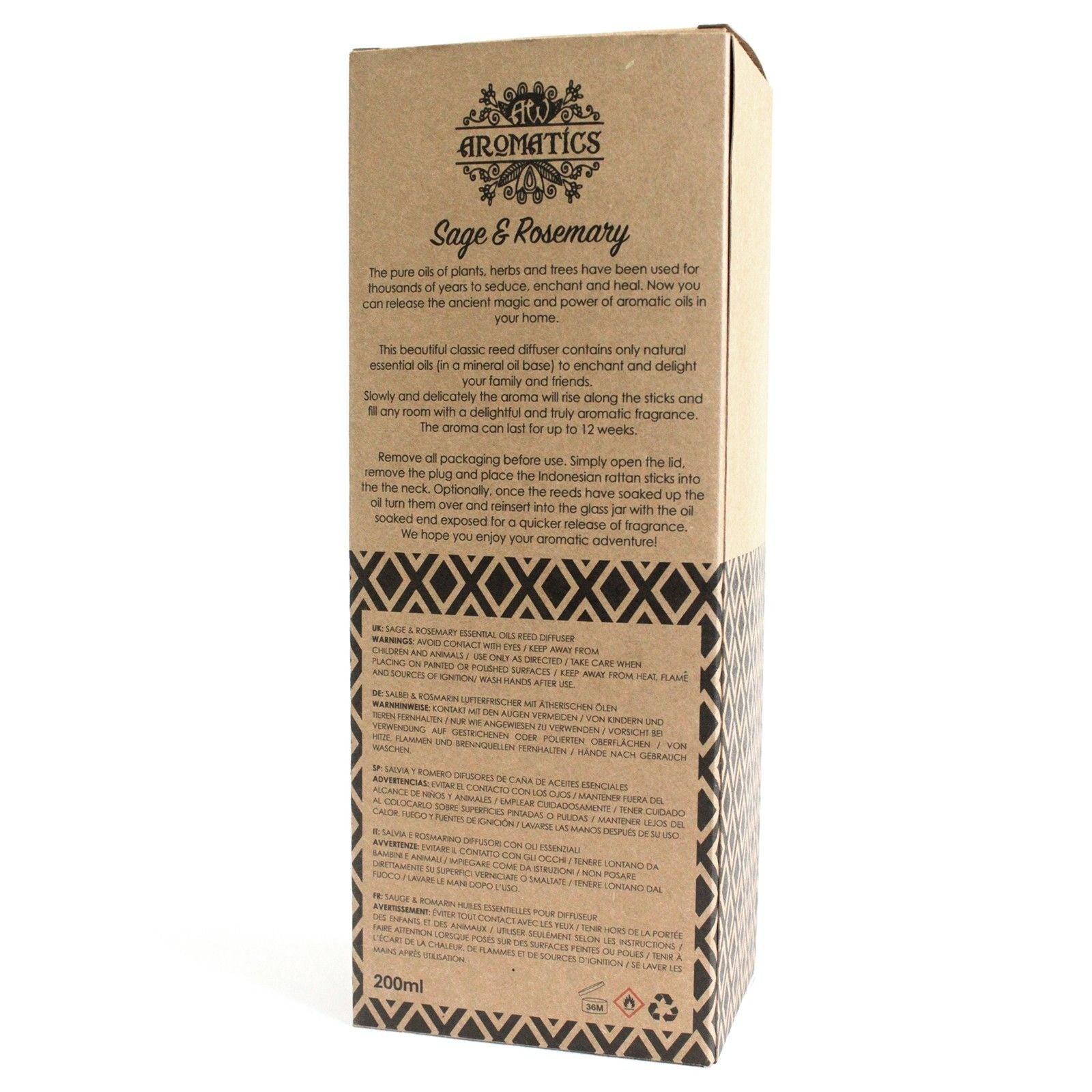 200ml Sage & Rosemary Essential Oil Reed Diffuser - Luna Panther