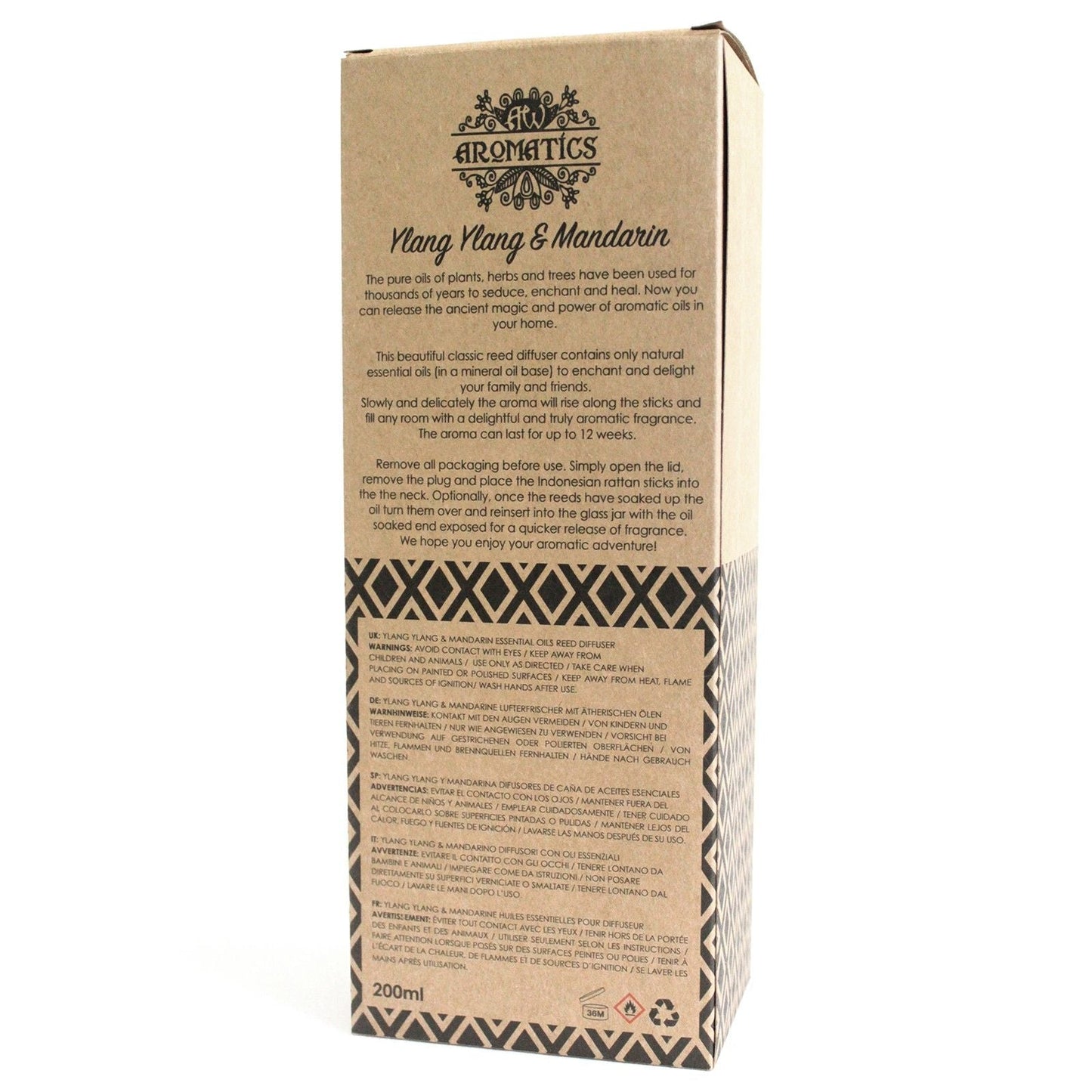 200ml Ylang Ylang & Mandarin Essential Oil Reed Diffuser - Luna Panther