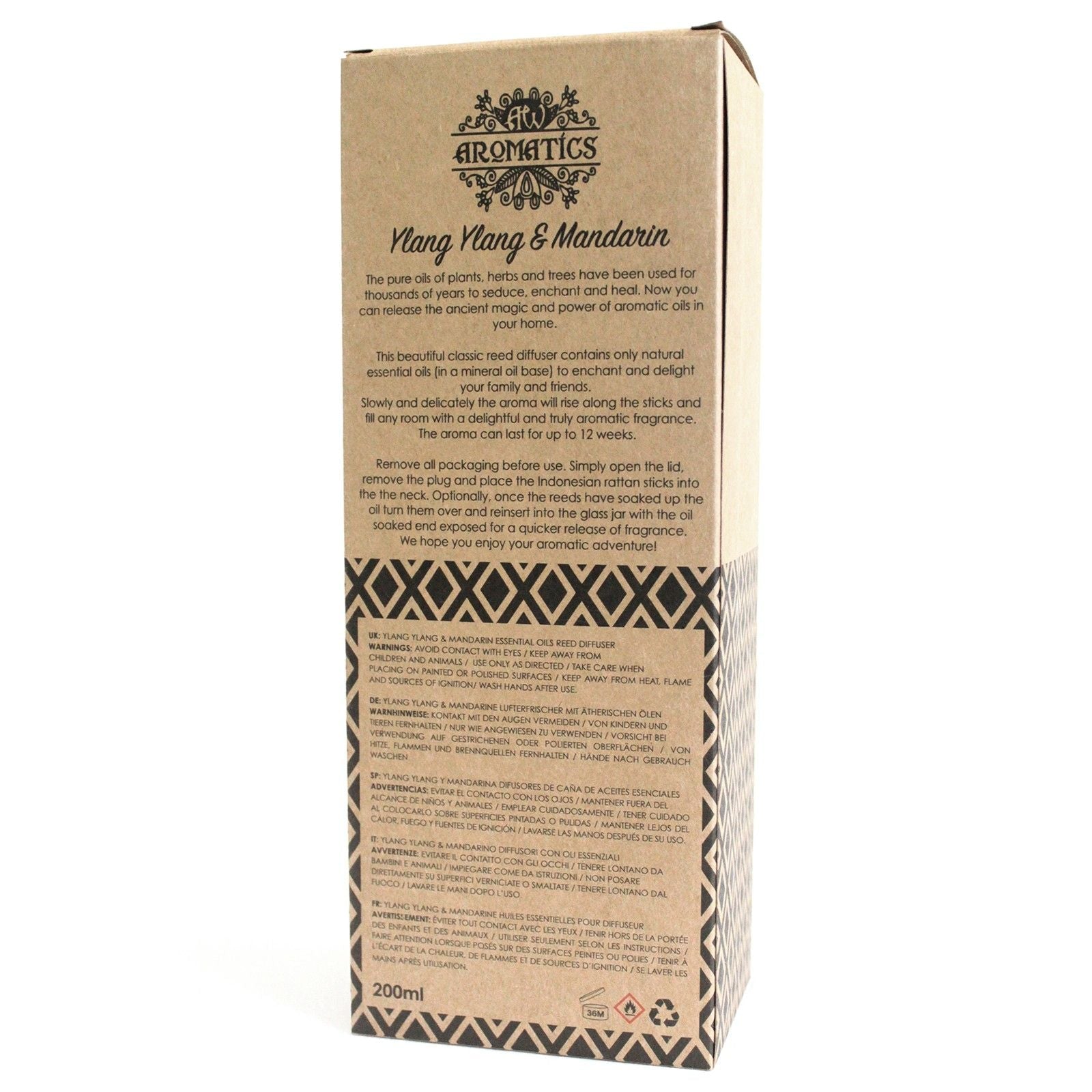 200ml Ylang Ylang & Mandarin Essential Oil Reed Diffuser - Luna Panther