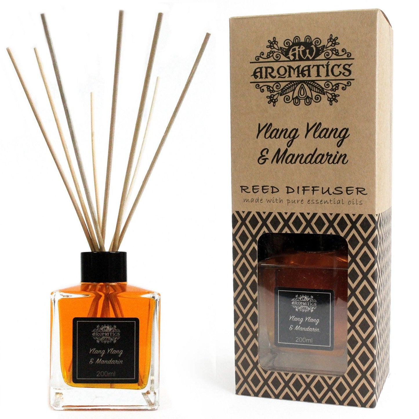 200ml Ylang Ylang & Mandarin Essential Oil Reed Diffuser - Luna Panther