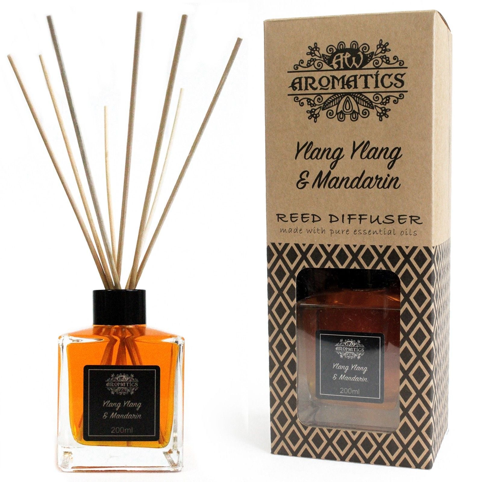 200ml Ylang Ylang & Mandarin Essential Oil Reed Diffuser - Luna Panther