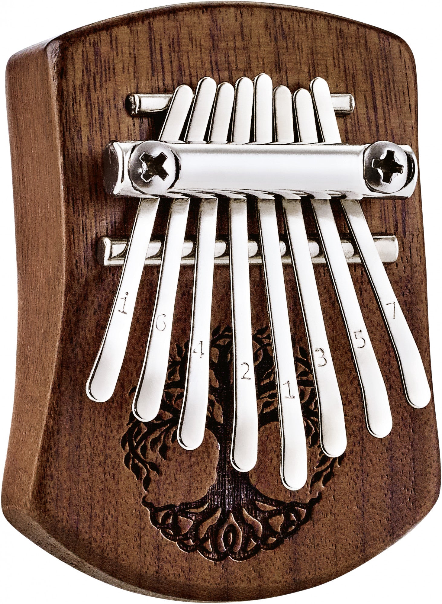 Meinl Sonic Energy Solid "Tree of Life" Mini Kalimba - 8 notes, black walnut detail view 8 at Luna Panther