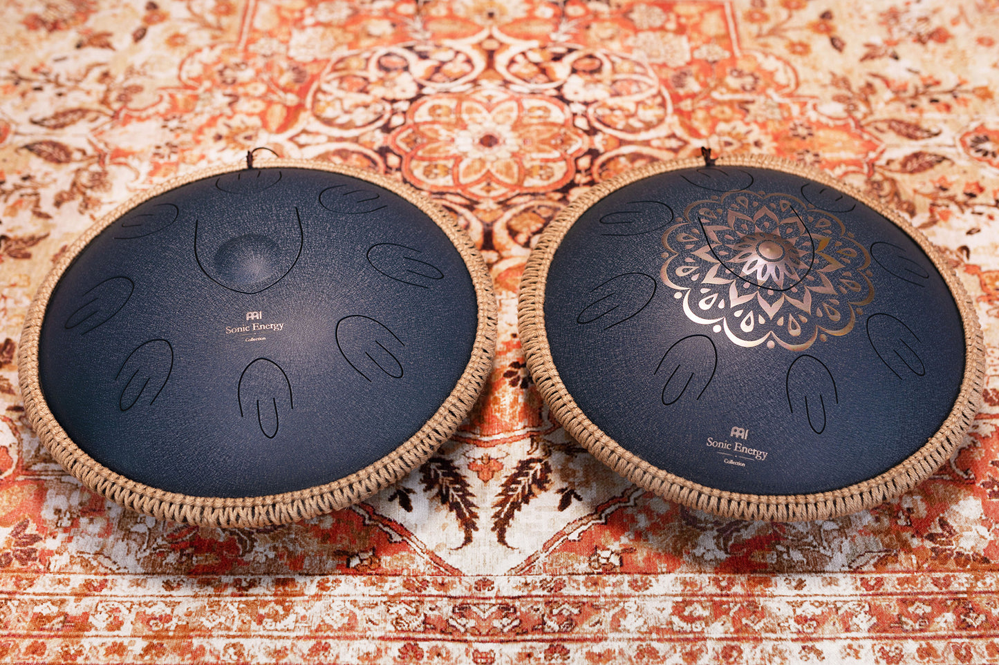 MEINL Sonic Energy Octave Steel Tongue Drum 16" - D Amara/9 Notes/440 Hz - Lasered Floral Desig detail view 7 at Luna Panther