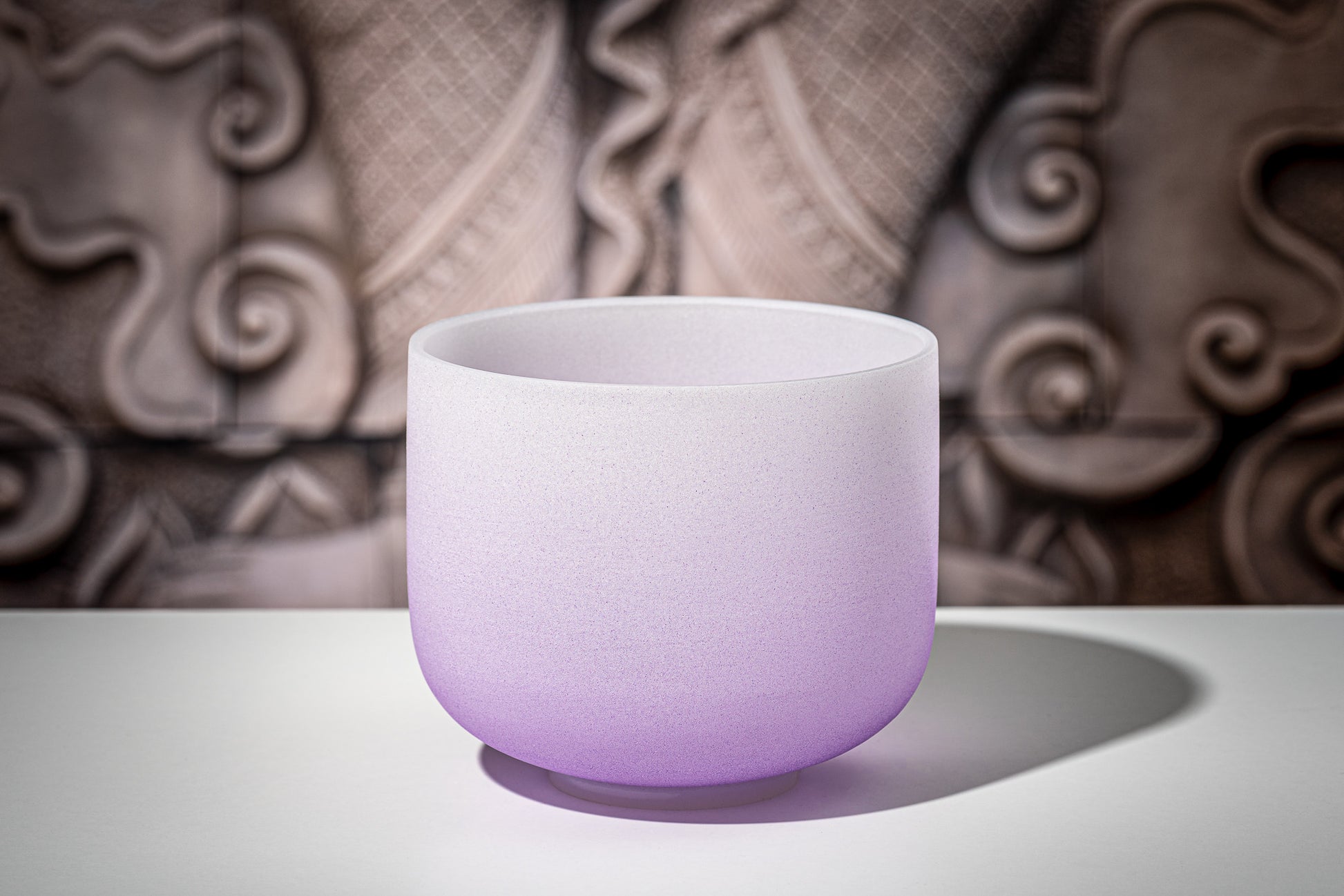 MEINL Sonic Energy Color-Frosted Crystal Singing Bowl 8" - B4/Crown Chakra/440 Hz - Purple detail view 6 at Luna Panther