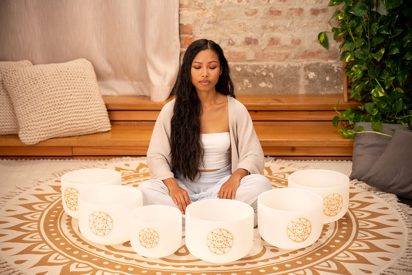 MEINL Sonic Energy Solfeggio Crystal Singing Bowl Set 6 pcs - Ut 396 Hz/Re 417 Hz/Mi 528 Hz/Fa detail view 2 at Luna Panther