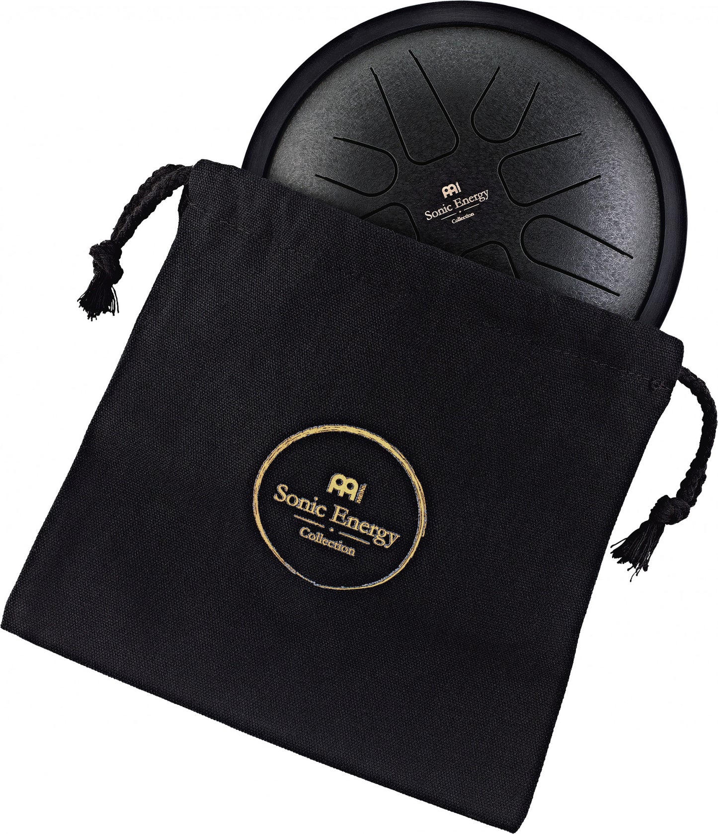 MEINL Sonic Energy Small Steel Tongue Drum 7" - F Minor/8 Notes/440 Hz - Black detail view 6 at Luna Panther