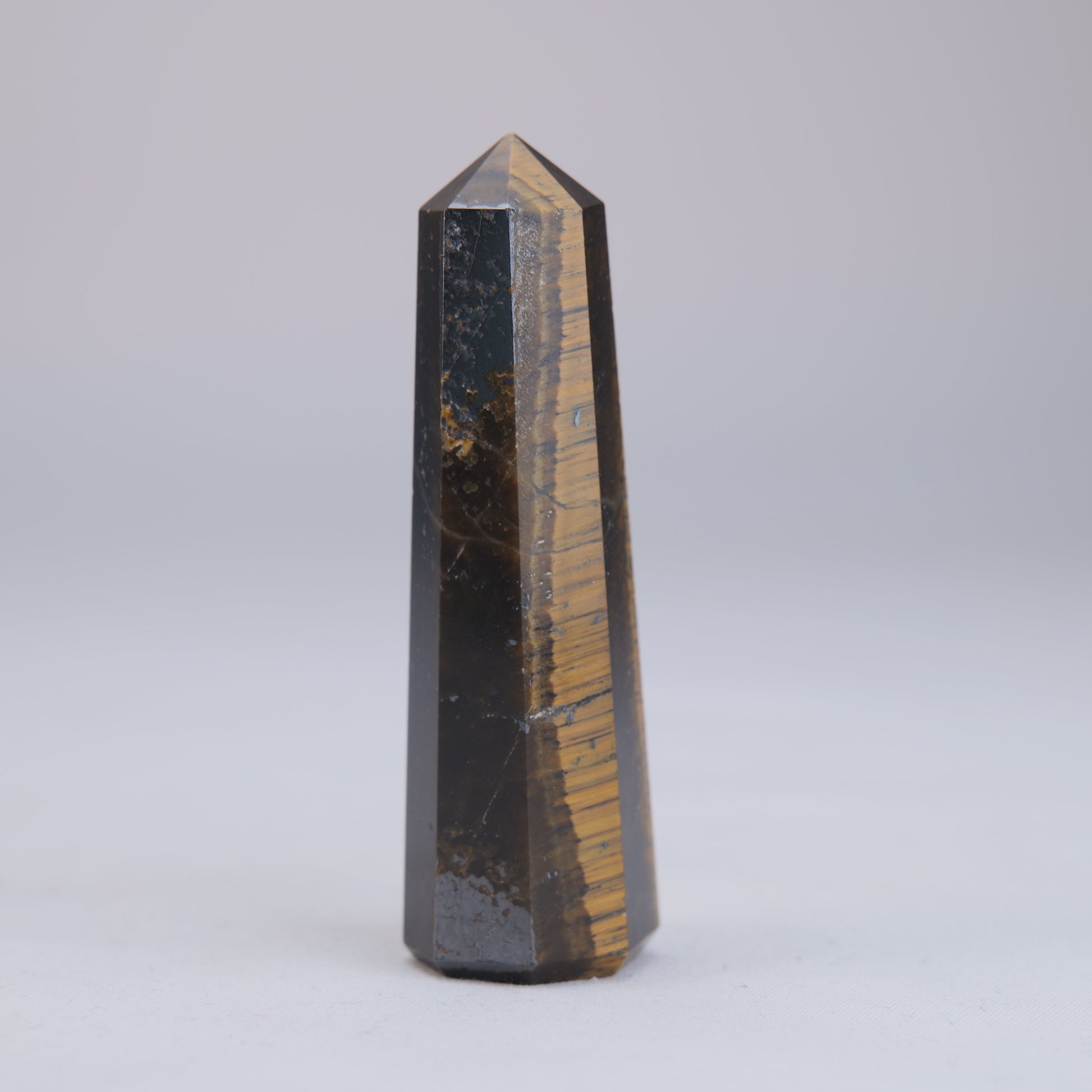 Tigers Eye Obelisk 56g natural crystal tower back