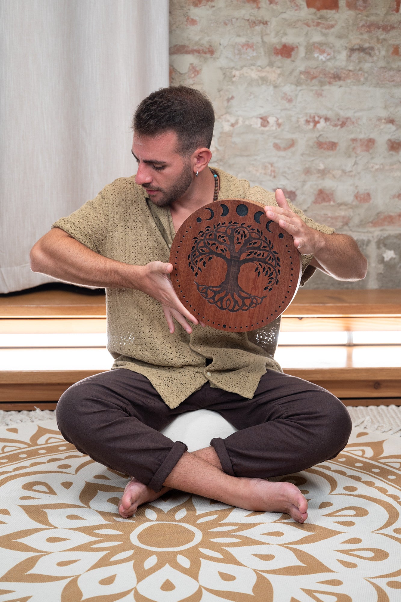 MEINL Sonic Energy 12" Rain Disk, Stream Sound, Moon Phases & Tree of Life Carving detail view 9 at Luna Panther