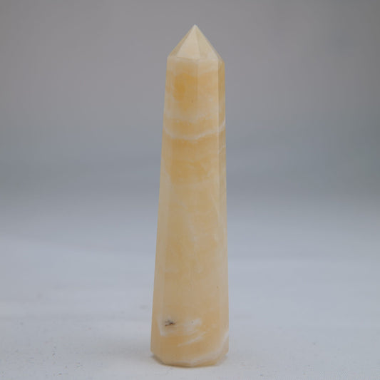 Yellow Banded Calcite Point 52g front