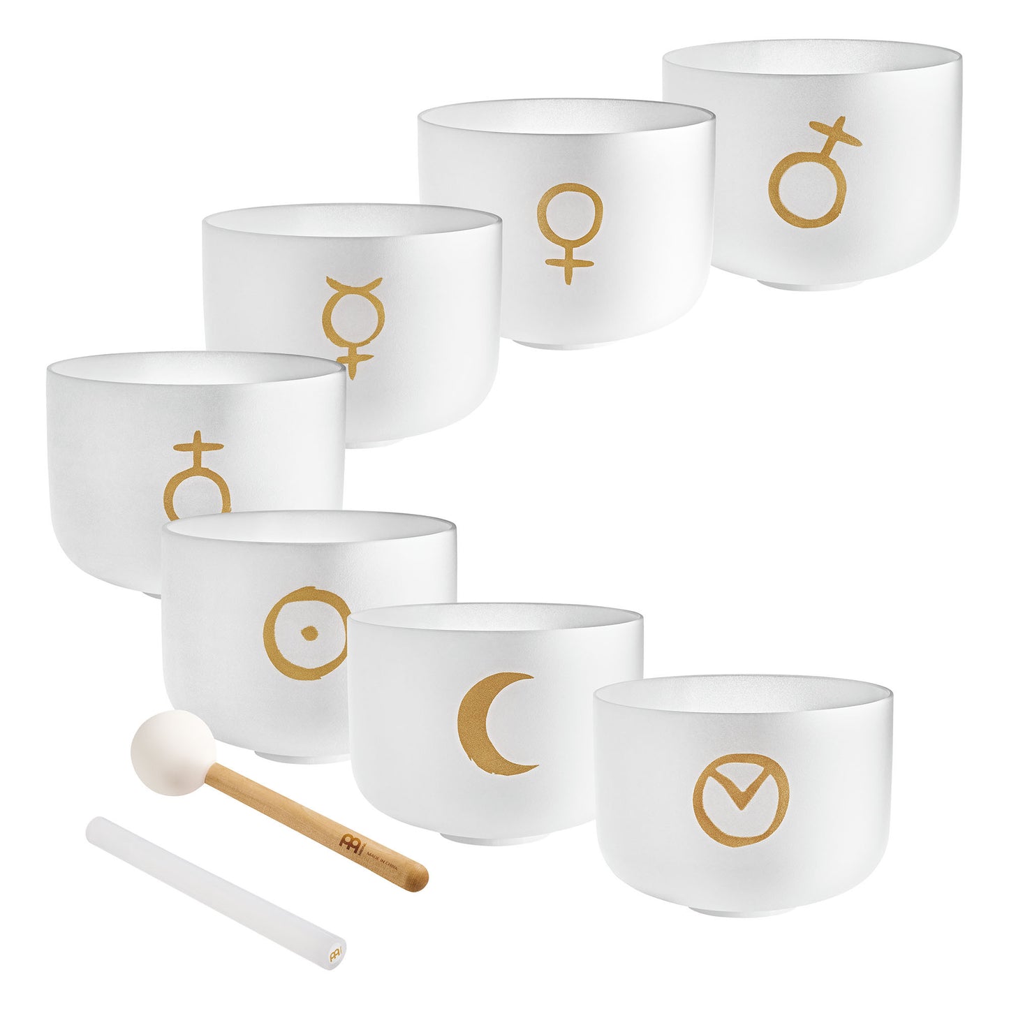 MEINL Sonic Energy Planetary Tuned Crystal Singing Bowl Chakra Set - 7 pcs at Luna Panther