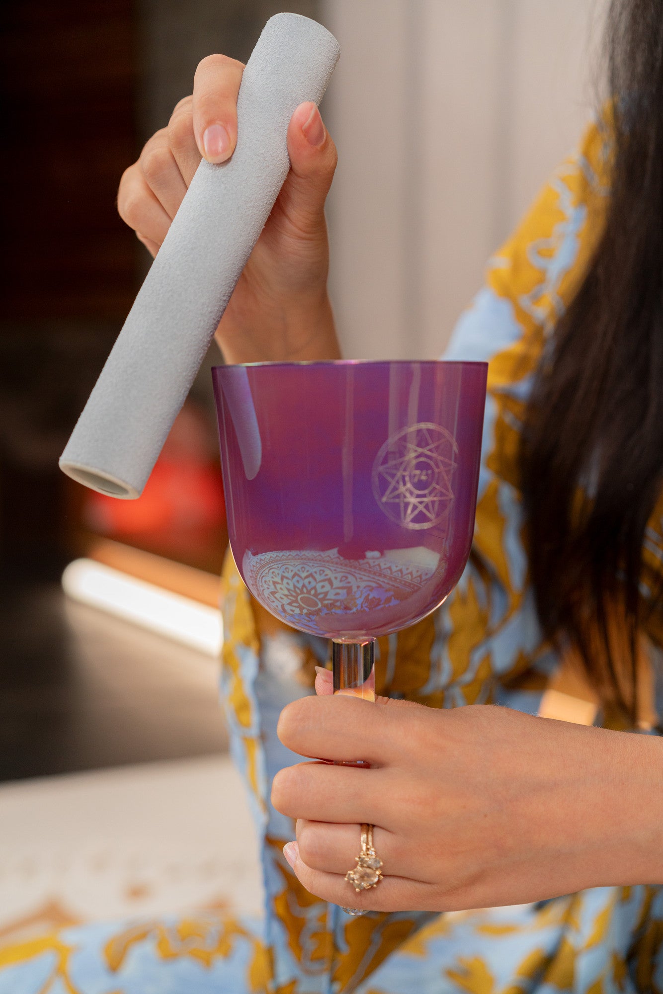 MEINL Sonic Energy 3.75"Essence Solfeggio Crystal Singing Bowl Sol 741 Hz, Lavender Purple detail view 5 at Luna Panther