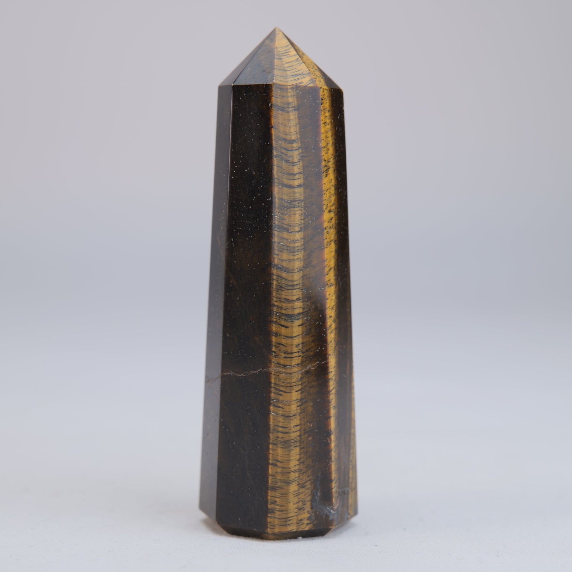 Tigers Eye Obelisk 104g natural crystal tower front