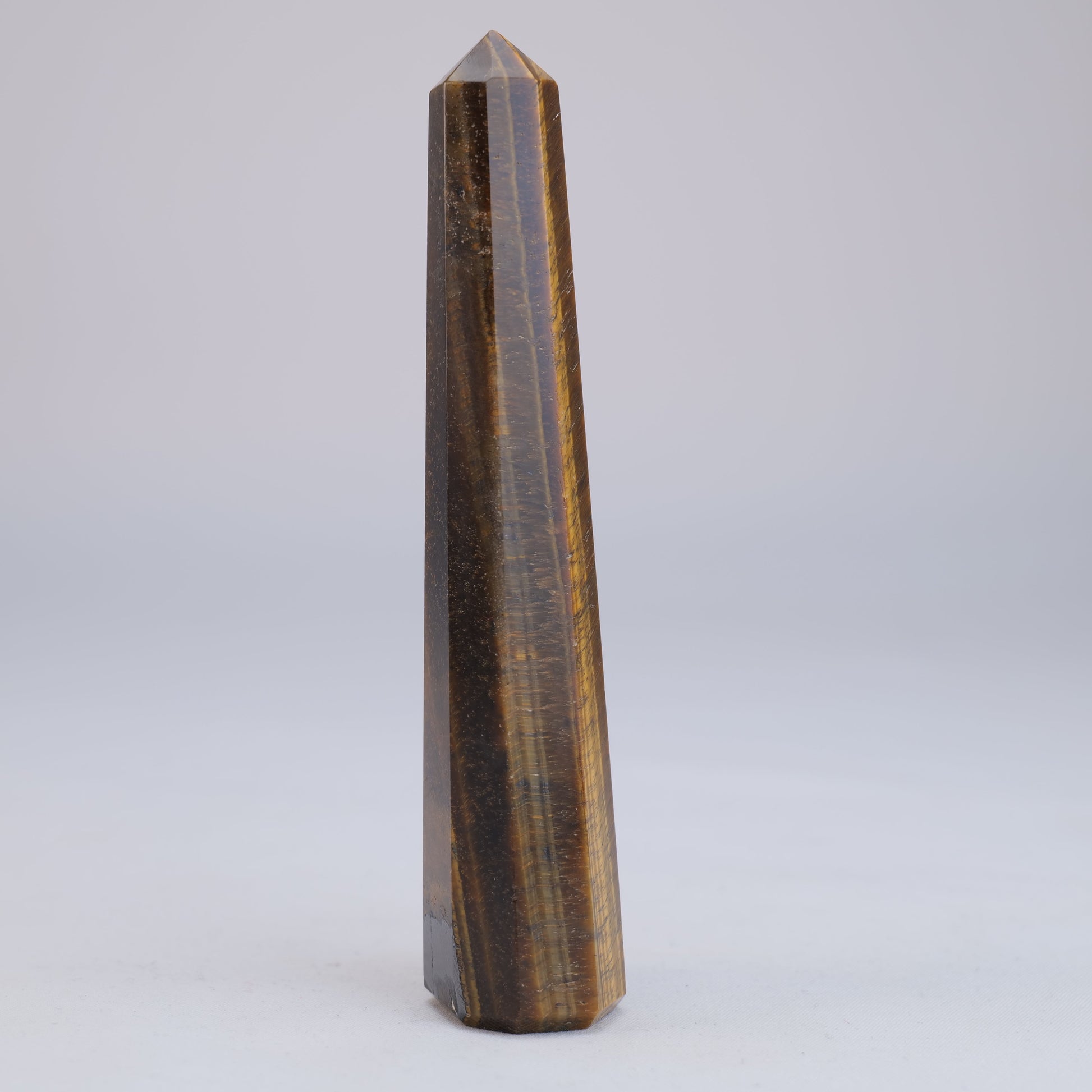 Tigers Eye Obelisk 100g natural crystal tower back