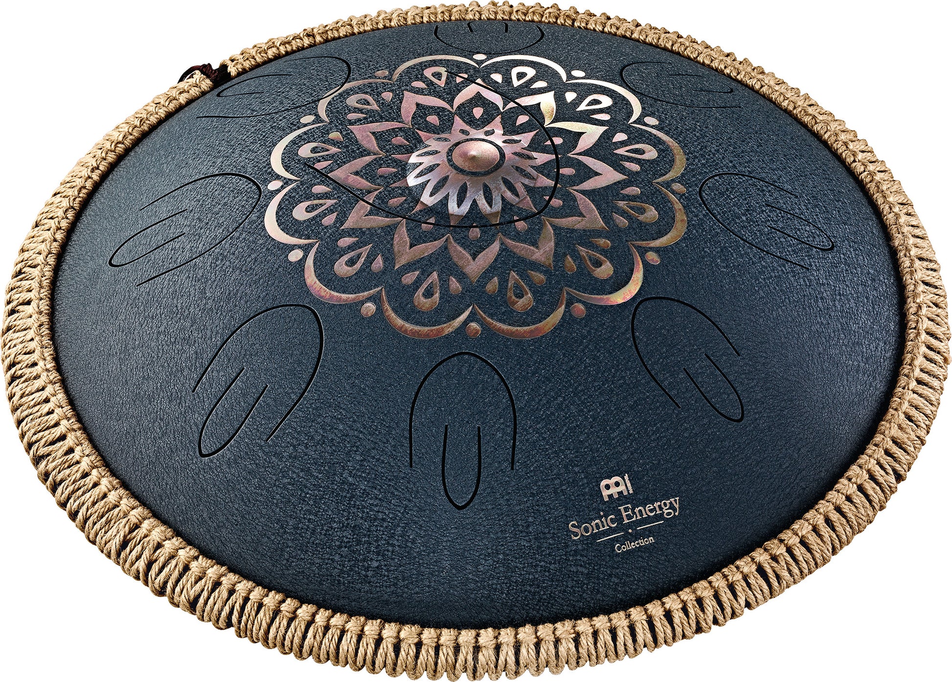 MEINL Sonic Energy Octave Steel Tongue Drum 16" - D Amara/9 Notes/440 Hz - Lasered Floral Desi detail view 12 at Luna Panther