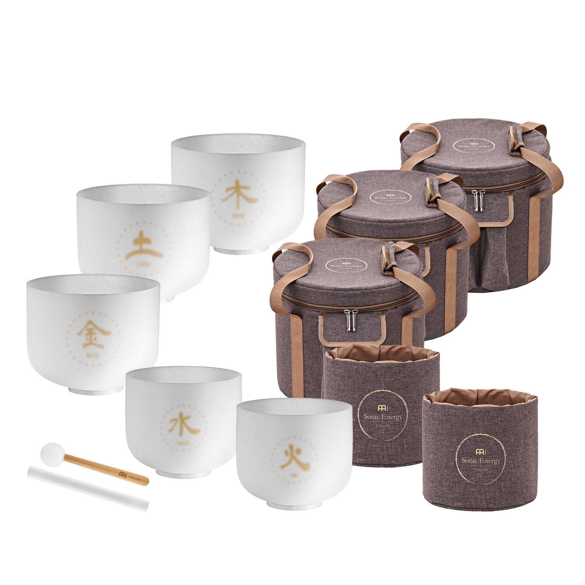 MEINL Sonic Energy 5-piece TCM Crystal Singing Bowl Elements Set detail view 2 at Luna Panther