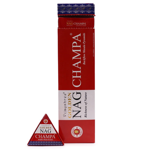 42g Jumbo Golden Nag - Champa Backflow Incense Cones - Luna Panther