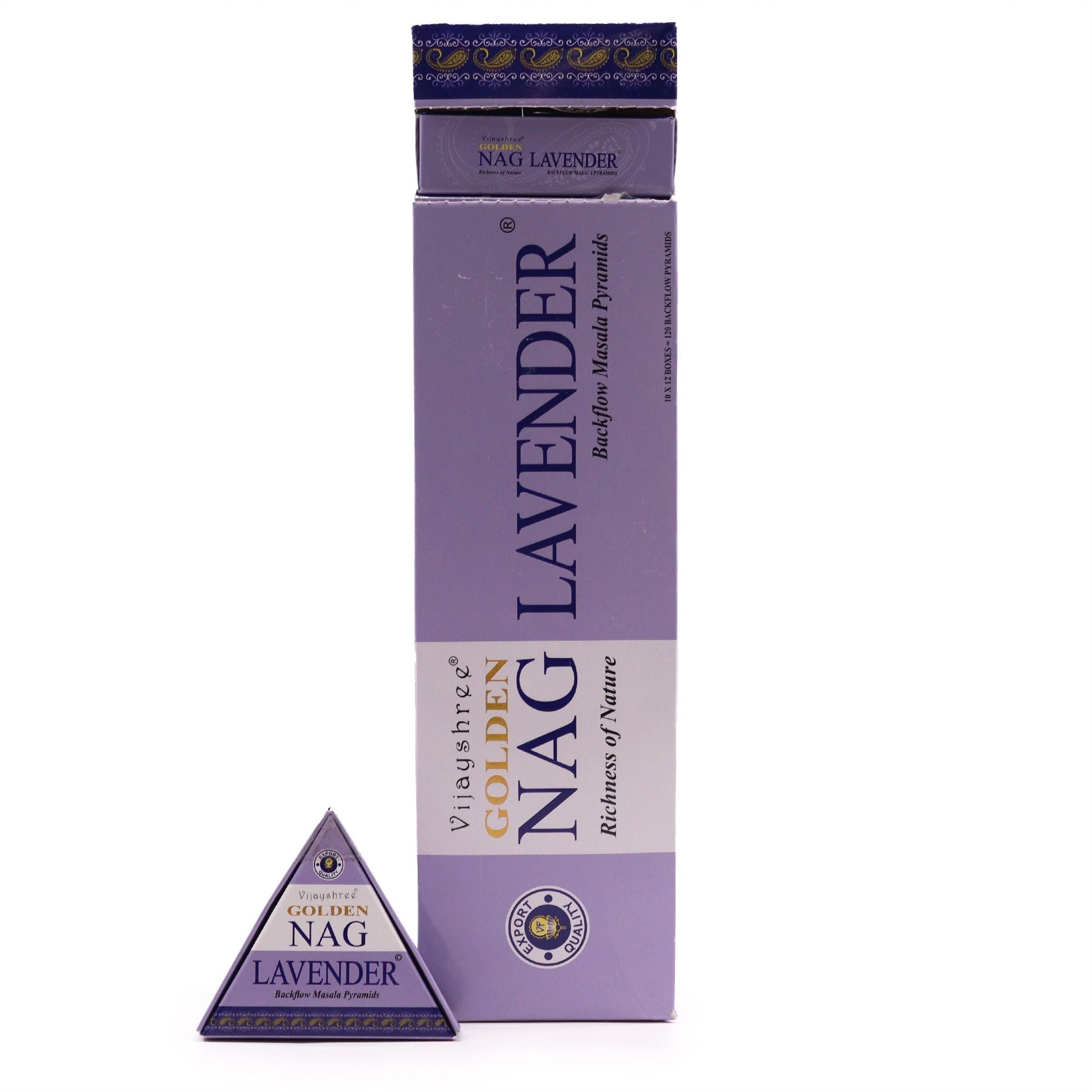 42g Jumbo Golden Nag - Lavender Backflow Incense Cones - Luna Panther