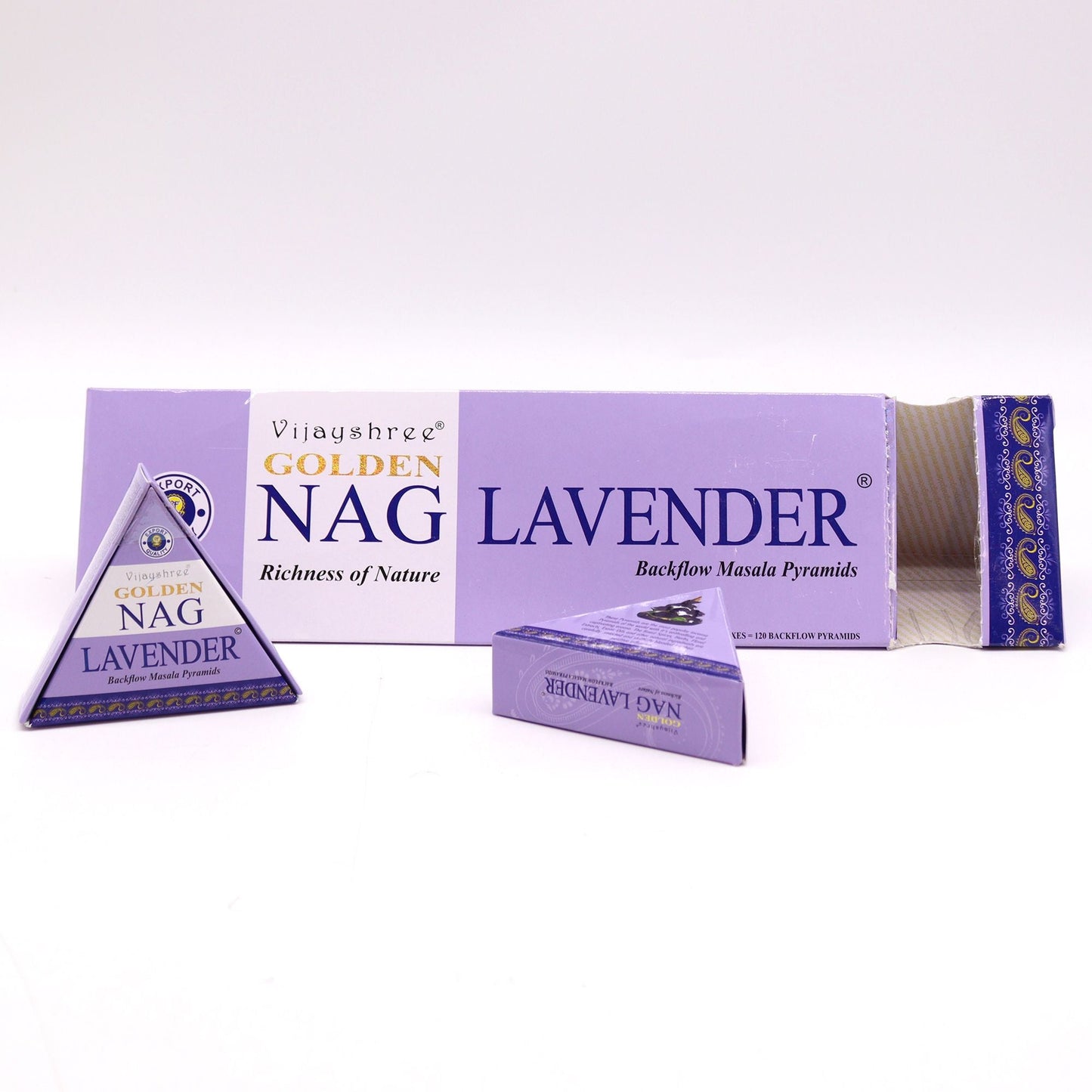 42g Jumbo Golden Nag - Lavender Backflow Incense Cones - Luna Panther