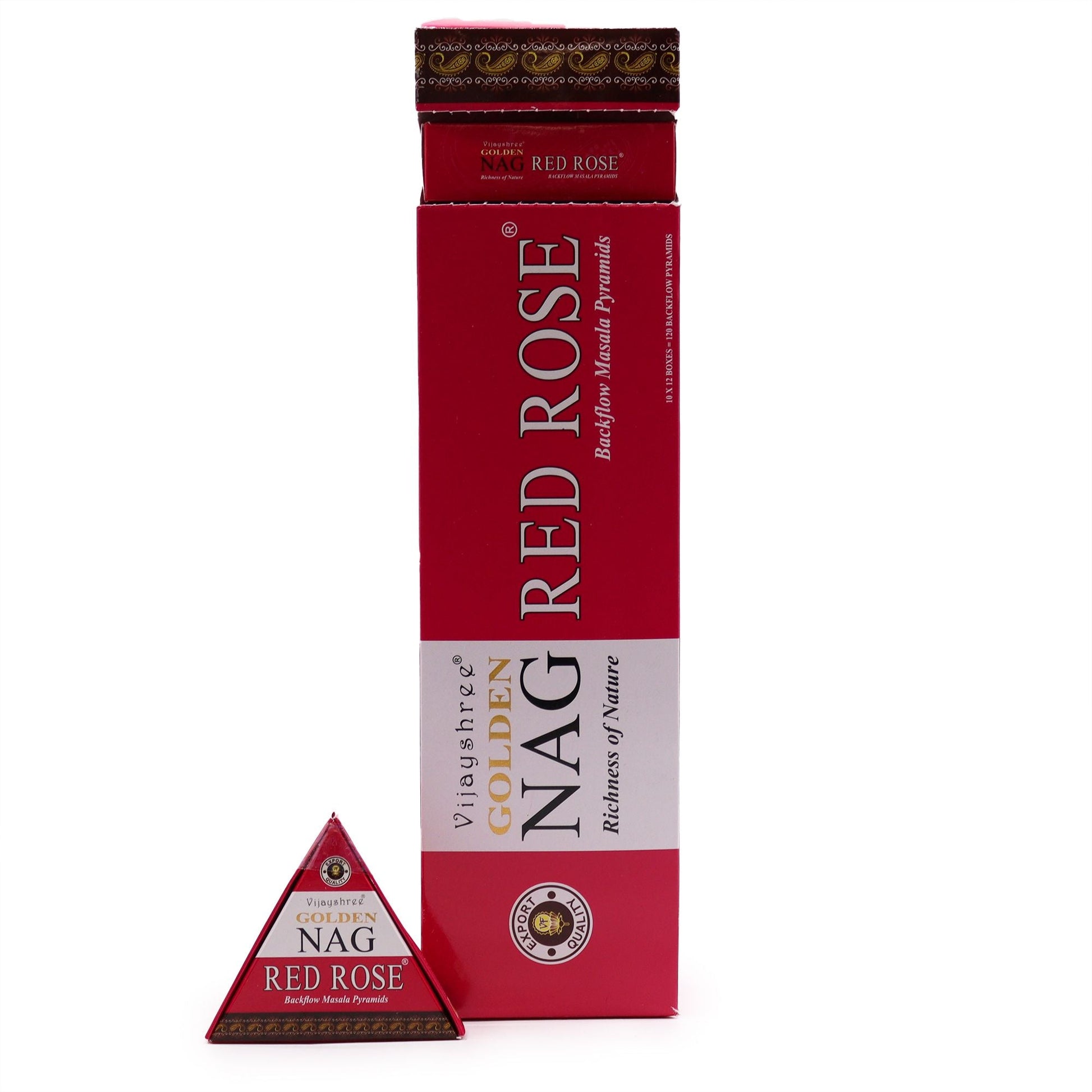 42g Jumbo Golden Nag - Red Rose Backflow Incense Cones - Luna Panther