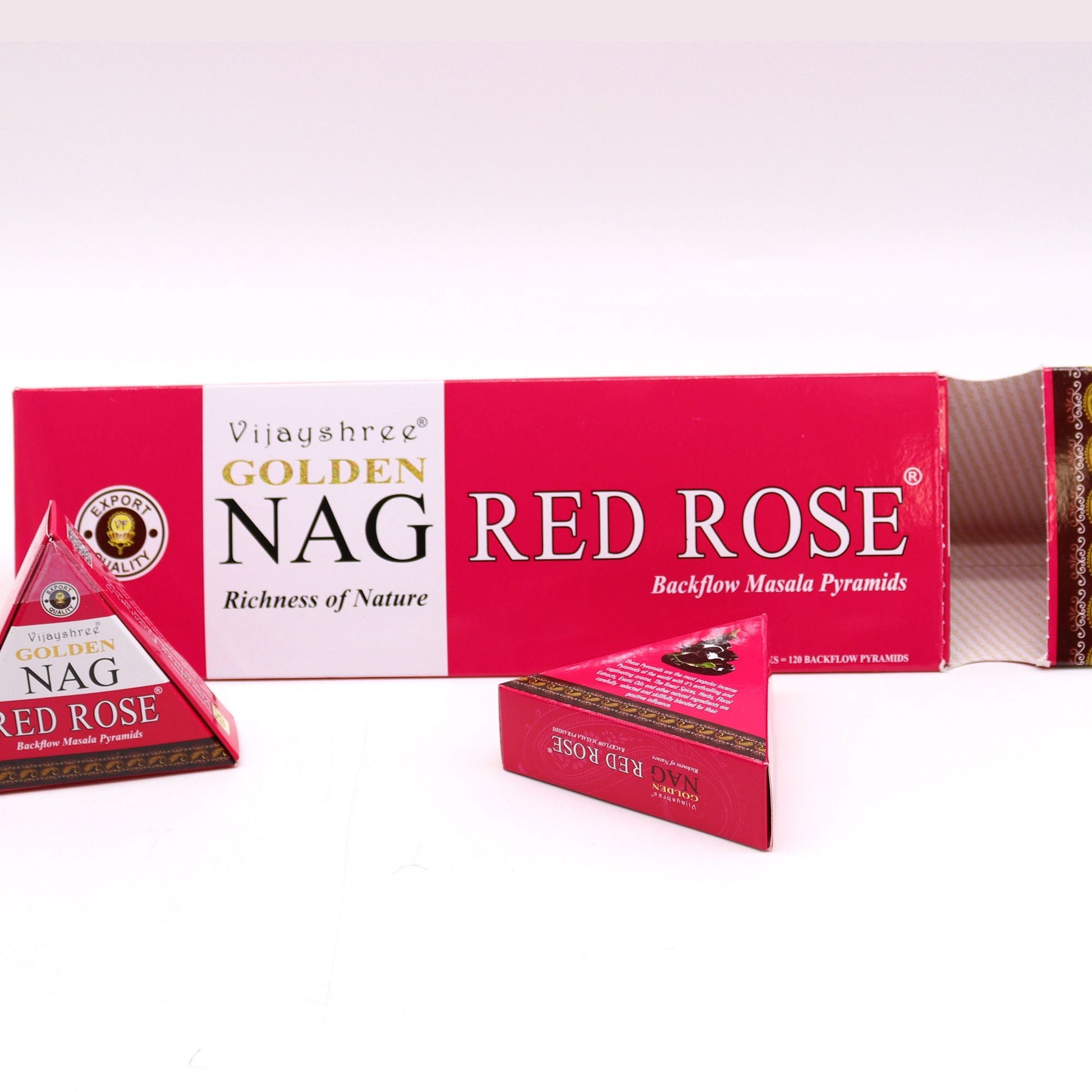 42g Jumbo Golden Nag - Red Rose Backflow Incense Cones - Luna Panther
