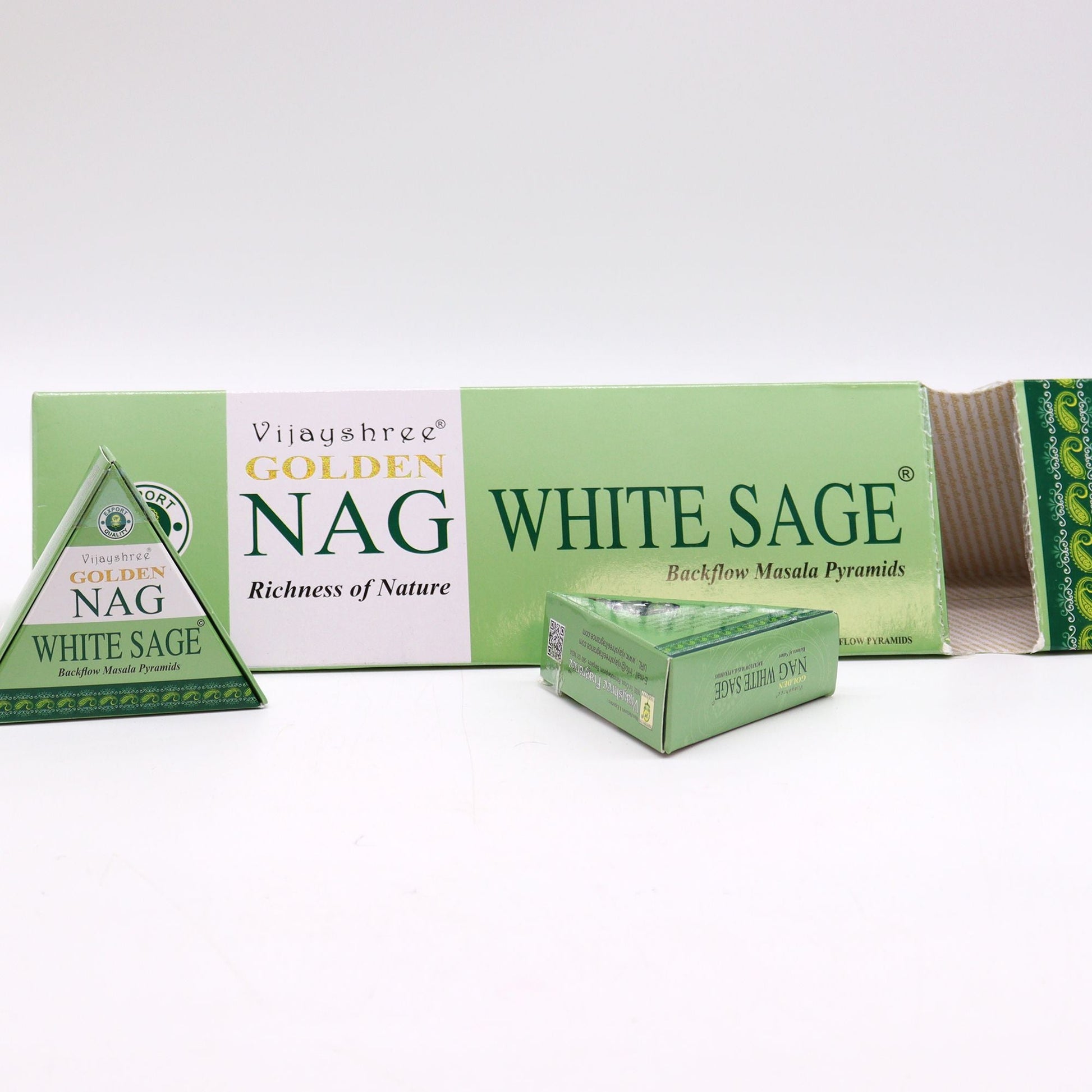 42g Jumbo Golden Nag - White Sage Backflow Incense Cones - Luna Panther