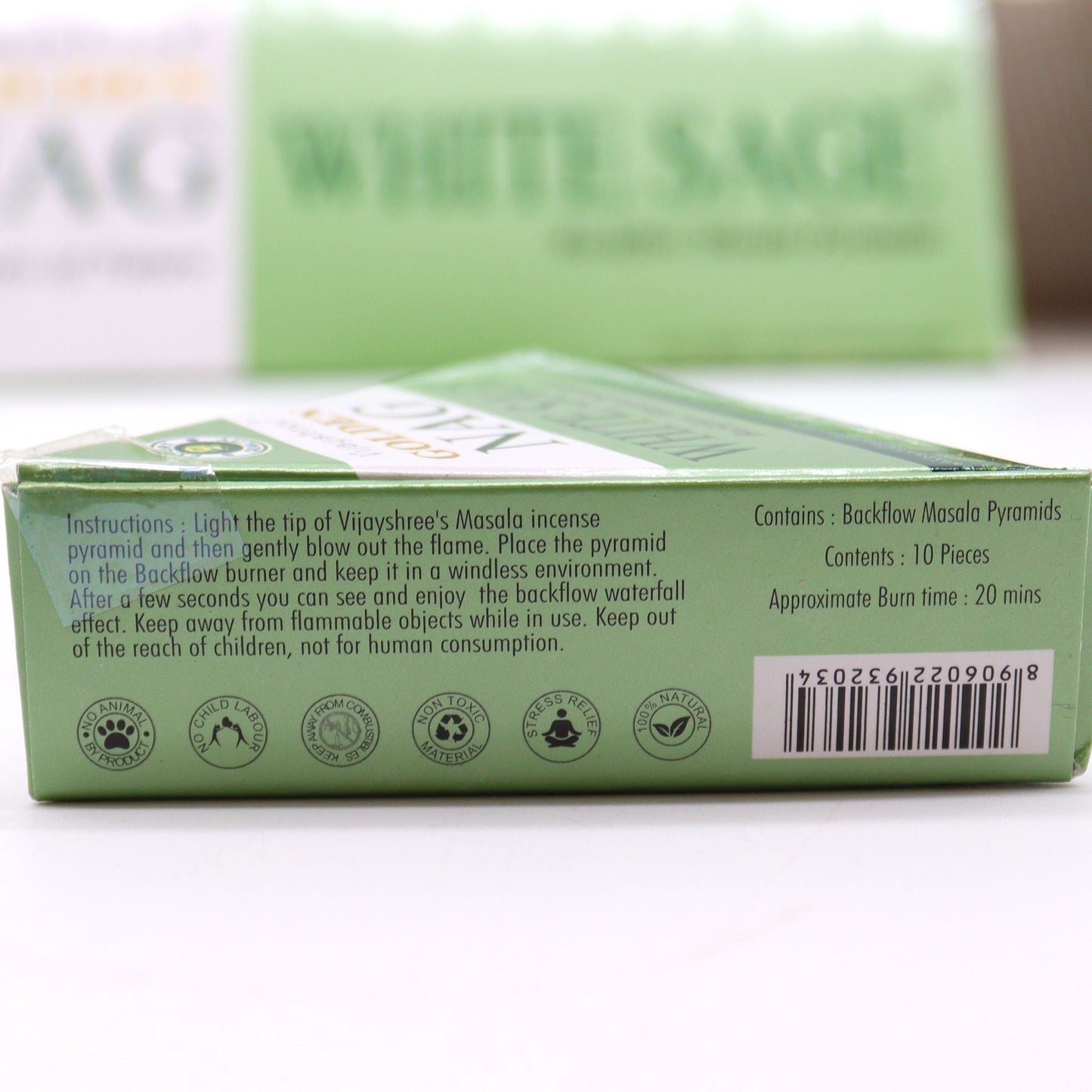 42g Jumbo Golden Nag - White Sage Backflow Incense Cones - Luna Panther