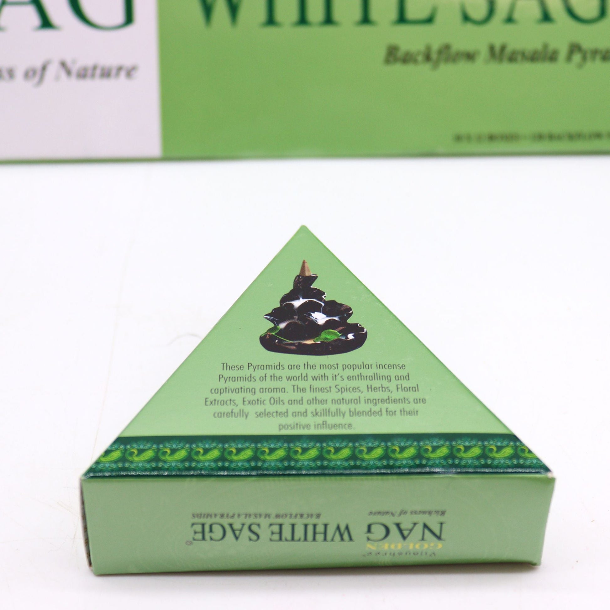 42g Jumbo Golden Nag - White Sage Backflow Incense Cones - Luna Panther