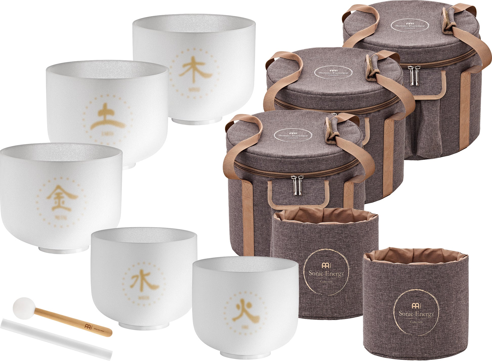 MEINL Sonic Energy 5-piece TCM Crystal Singing Bowl Elements Set detail view 3 at Luna Panther