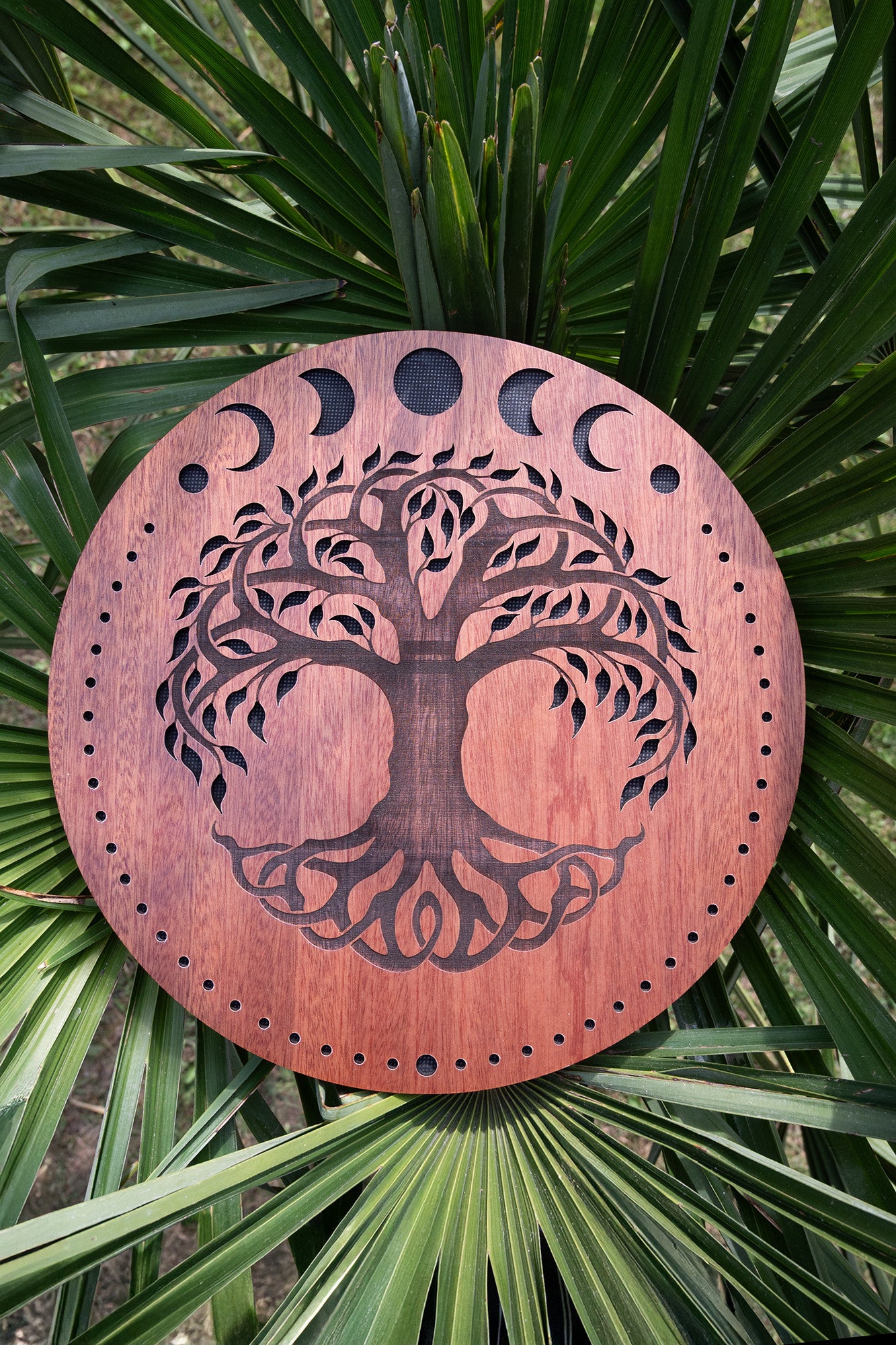 MEINL Sonic Energy 12" Rain Disk, Stream Sound, Moon Phases & Tree of Life Carving detail view 8 at Luna Panther