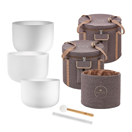 MEINL Sonic Energy 3-piece Crystal Singing Bowl Set, C3 / E3 / G3, 440 Hz at Luna Panther