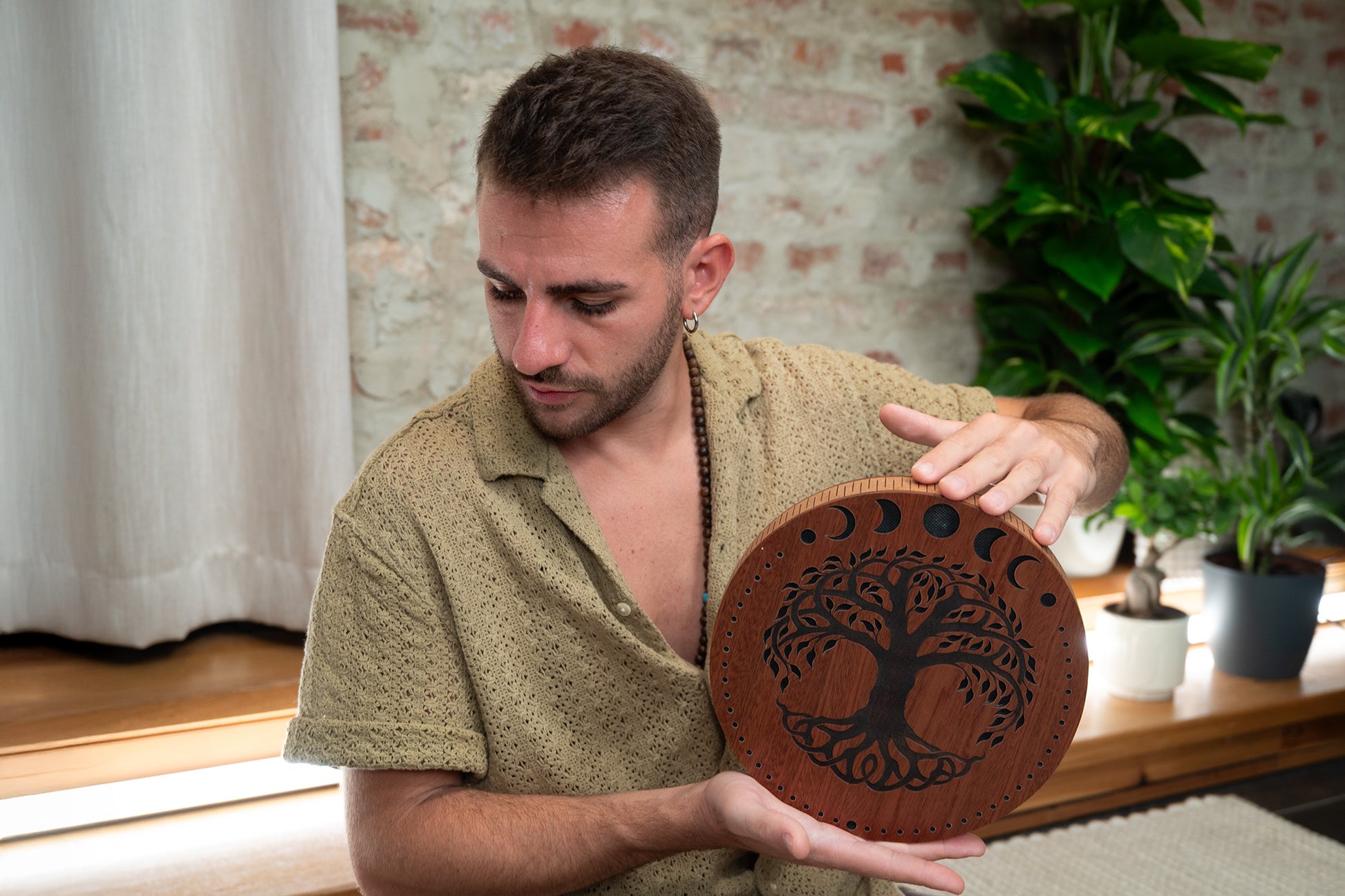 MEINL Sonic Energy 10" Rain Disk, Stream Sound, Moon Phases & Tree of Life Carving detail view 10 at Luna Panther