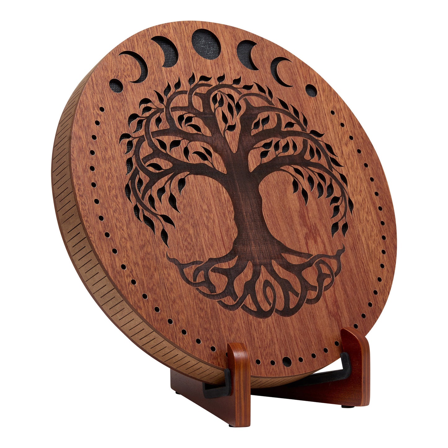 MEINL Sonic Energy 12" Rain Disk, Stream Sound, Moon Phases & Tree of Life Carving detail view 3 at Luna Panther