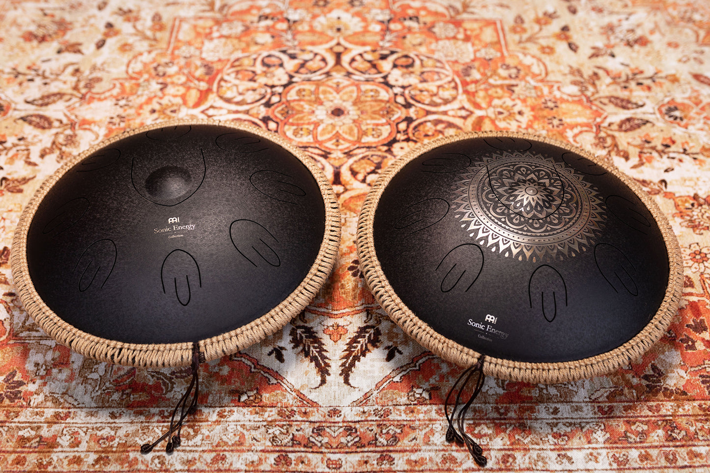 MEINL Sonic Energy Octave Steel Tongue Drum 16" - D Kurd/9 Notes/440 Hz - Lasered Floral Design detail view 8 at Luna Panther