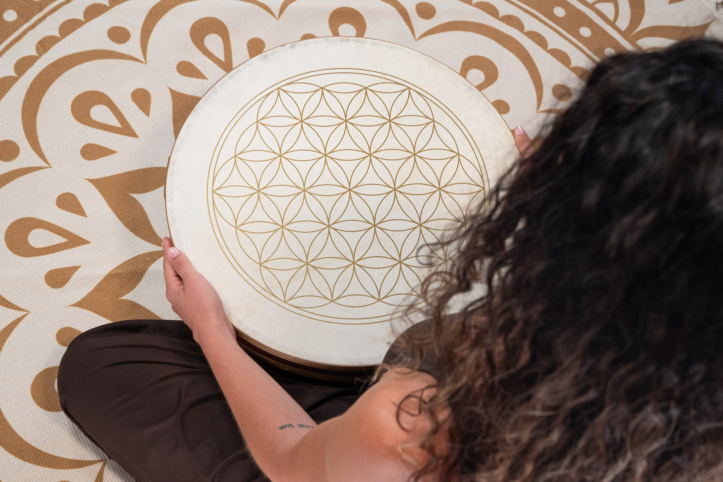 MEINL Sonic Energy 18" Flower of Life Wave Drum, goat heads detail view 4 at Luna Panther