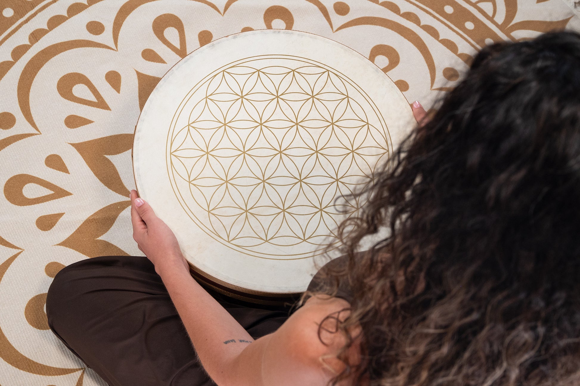 MEINL Sonic Energy 18" Flower of Life Wave Drum, goat heads detail view 4 at Luna Panther