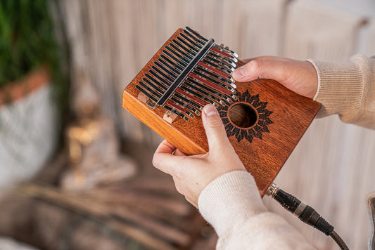Meinl Sonic Energy Soundhole Pickup Kalimba - 17 notes, mahogany detail view 2 at Luna Panther alternate view