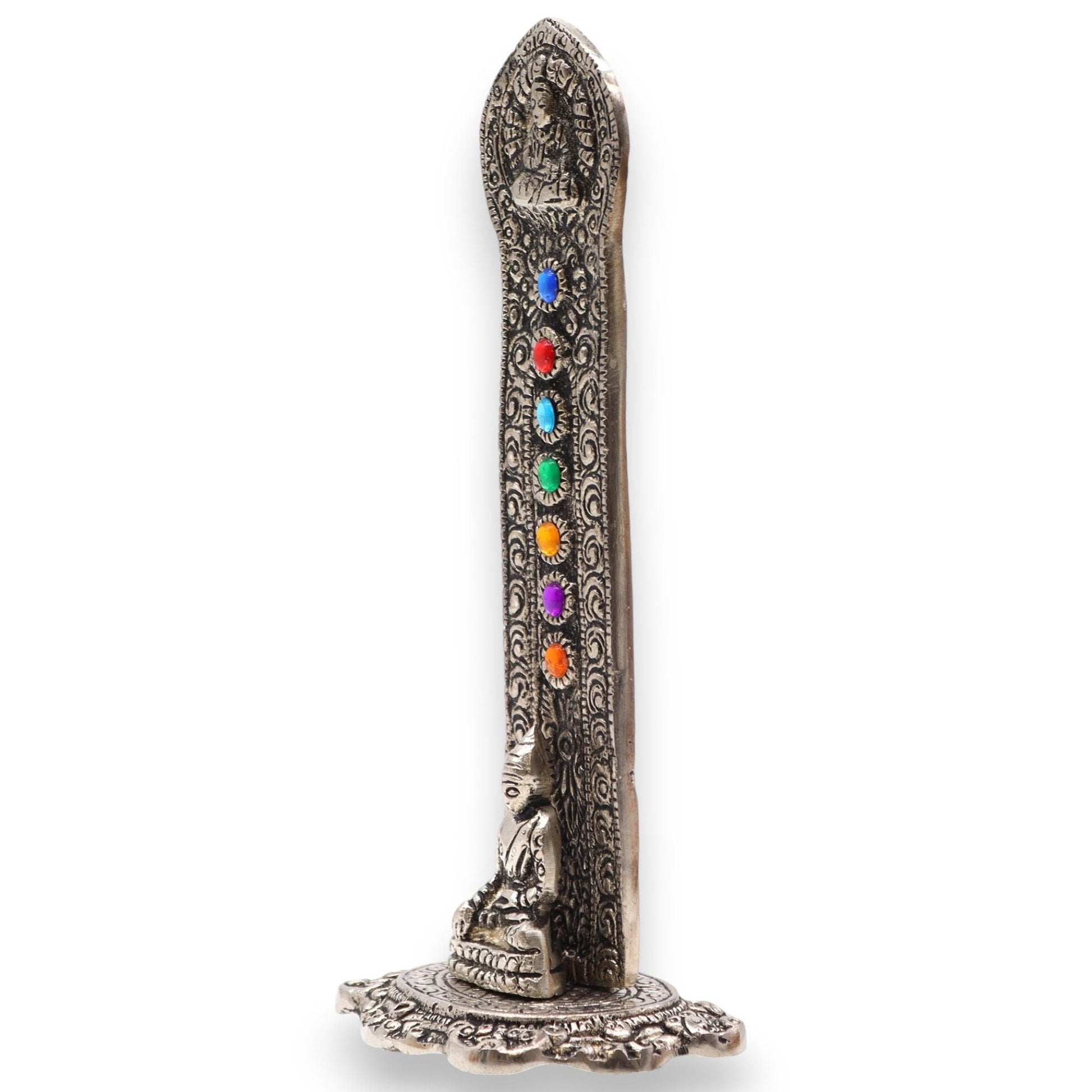 Polished 7 Chakra Tower Buddha Incense Holder featuring natural patterning and unique variations - Luna Panther