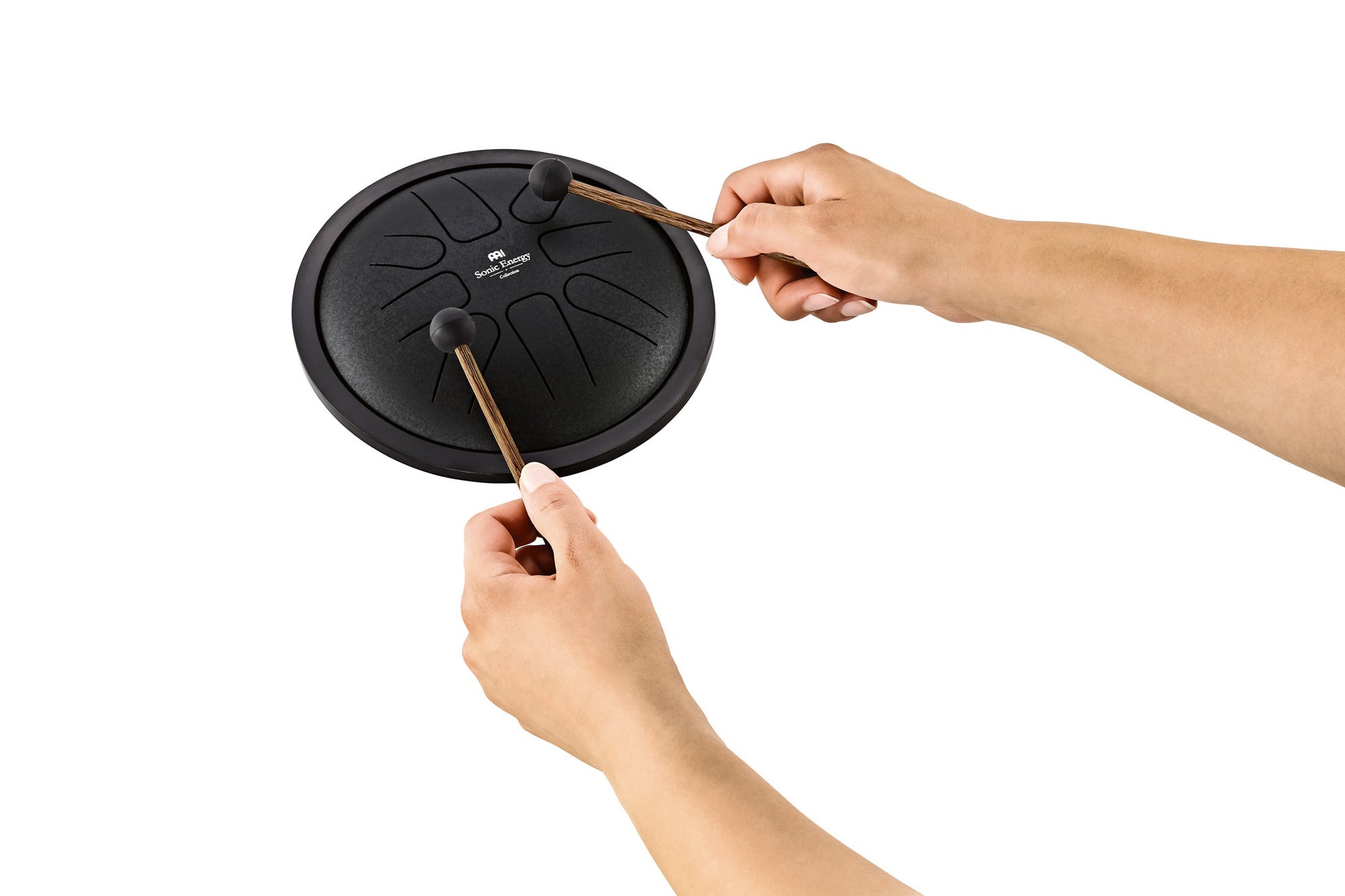MEINL Sonic Energy Small Steel Tongue Drum 7" - F Minor/8 Notes/440 Hz - Black detail view 9 at Luna Panther