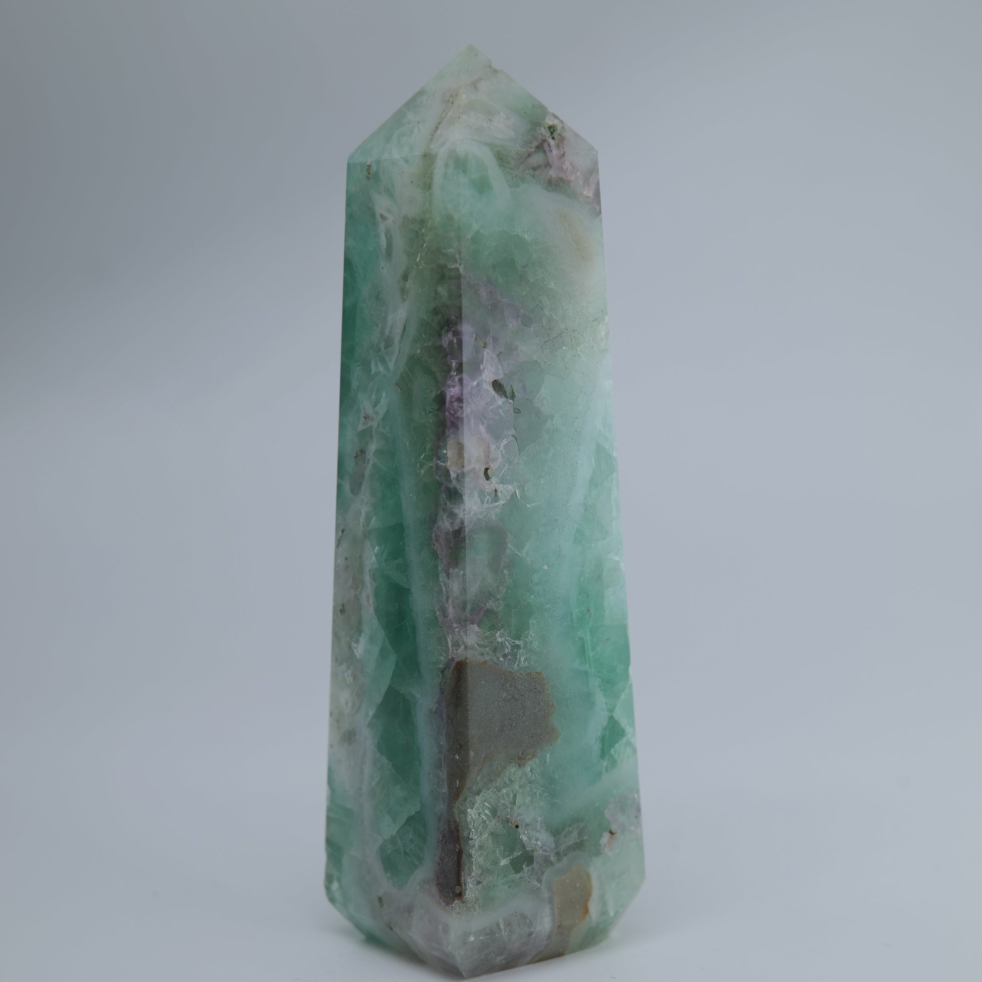 Flourite Tower 235g natural crystal tower back