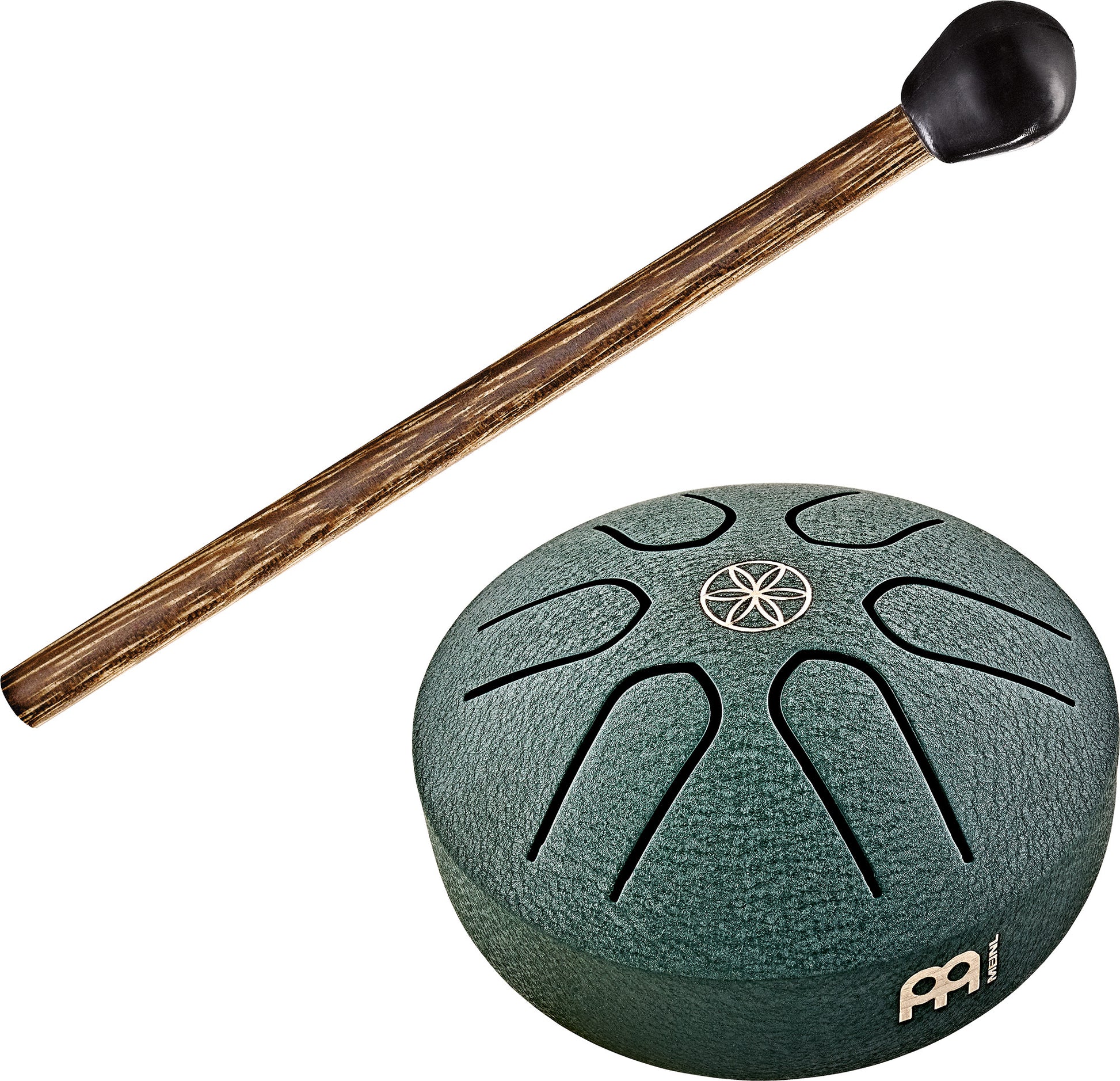 MEINL Sonic Energy Pocket Steel Tongue Drum 3", A Major/6 notes/440 Hz - Dark Green, Germ of L detail view 11 at Luna Panther