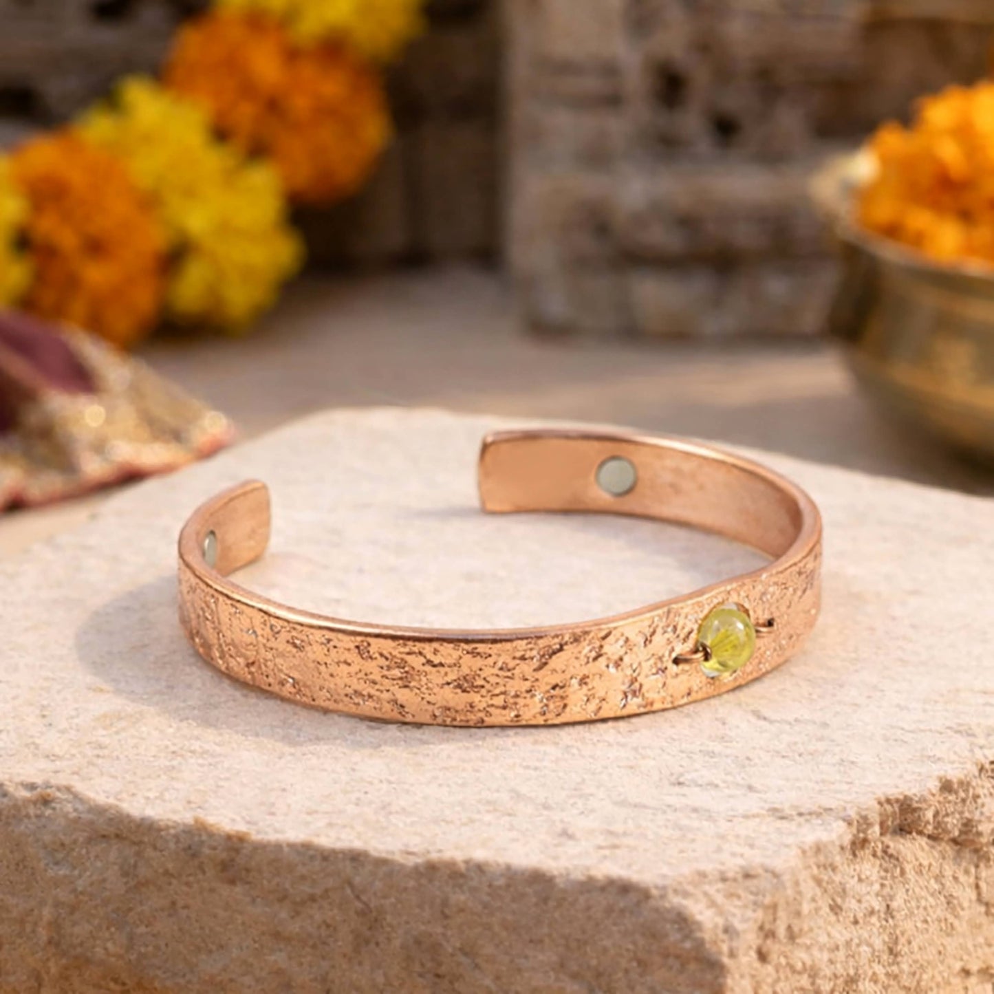Copper Bracelet with Natural Citrine Crystal