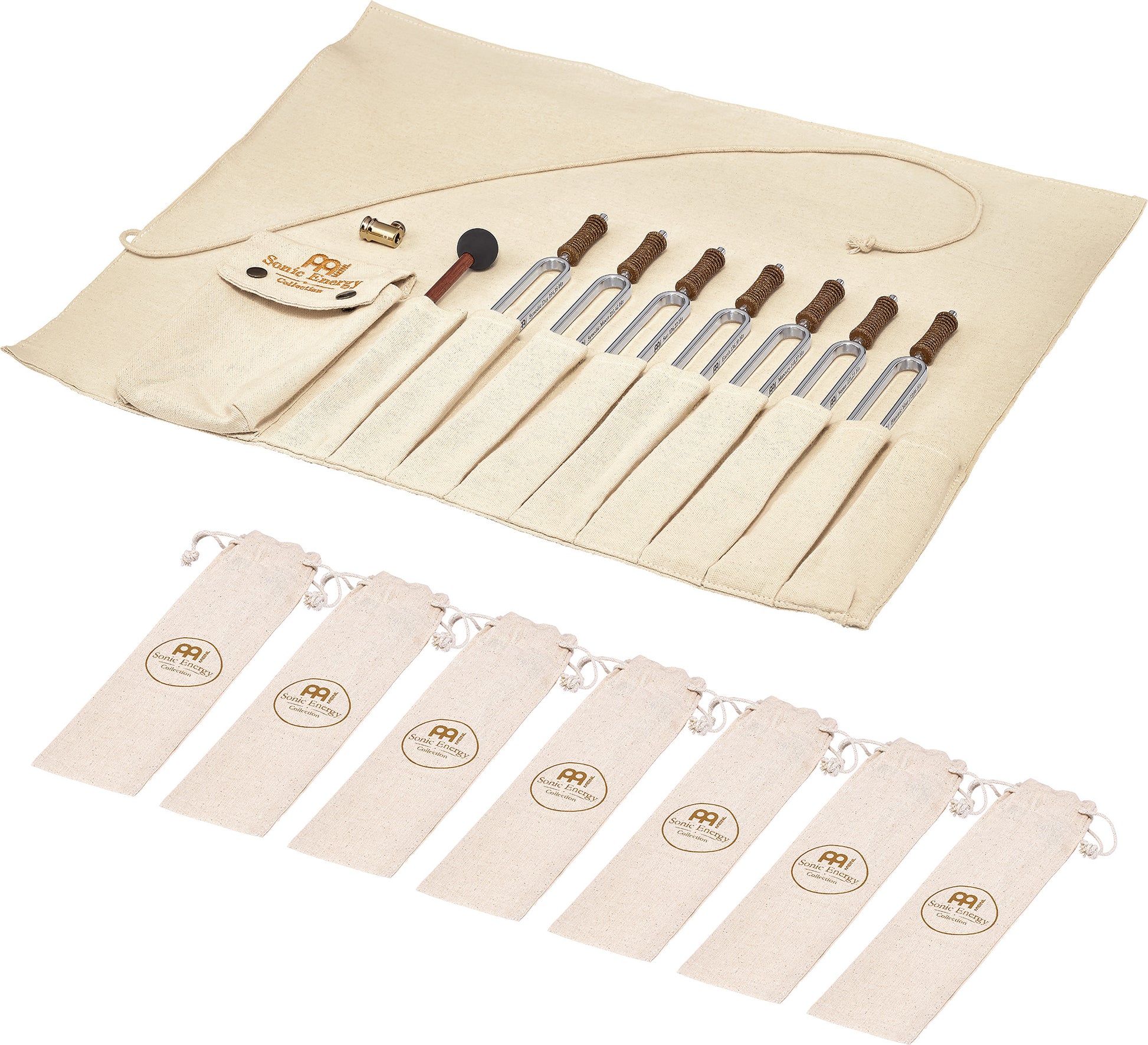 MEINL Sonic Energy Tuning Fork Chakra Set, incl. Rollup Bag & Tuning Fork Vibration Foot detail view 3 at Luna Panther