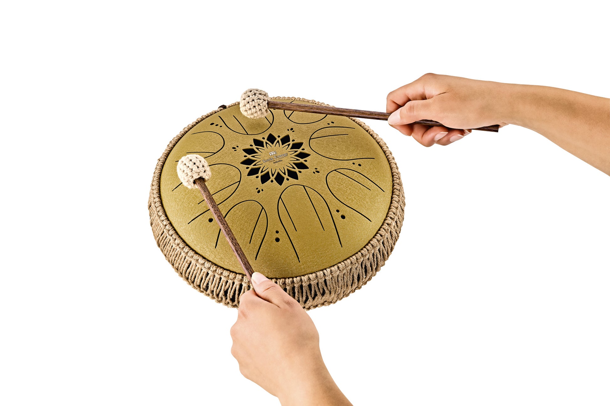 MEINL Sonic Energy Medium Octave Steel Tongue Drum 10" - C Major/8 Notes/432 Hz - Gold detail view 15 at Luna Panther